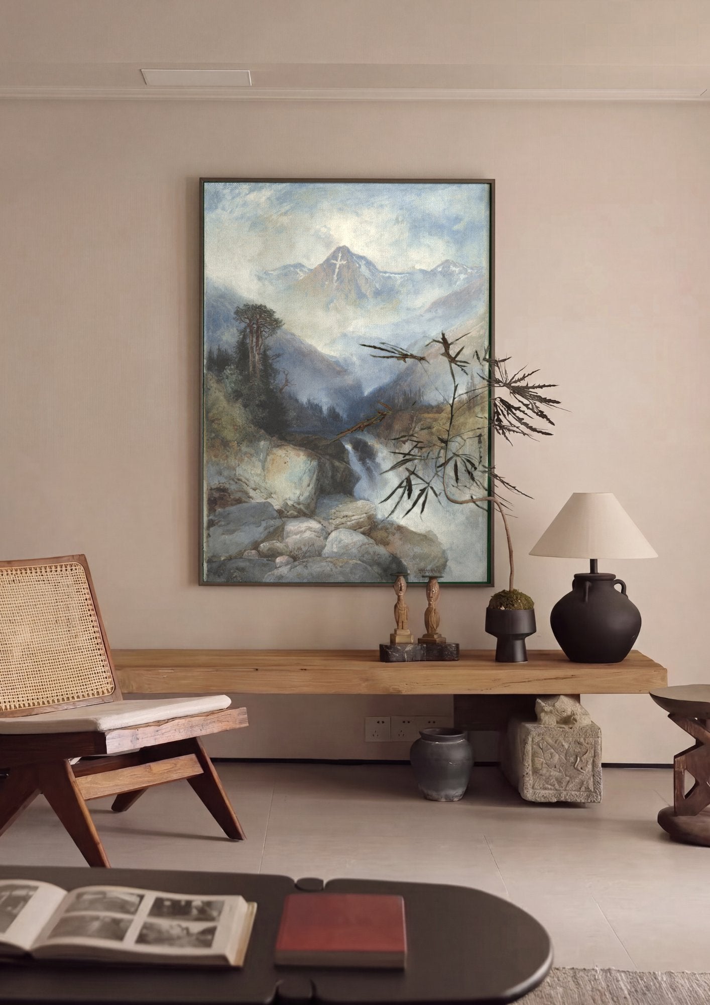 Quadro Decorativo Montanhas Rochosas - Thomas Moran em ambiente decorado