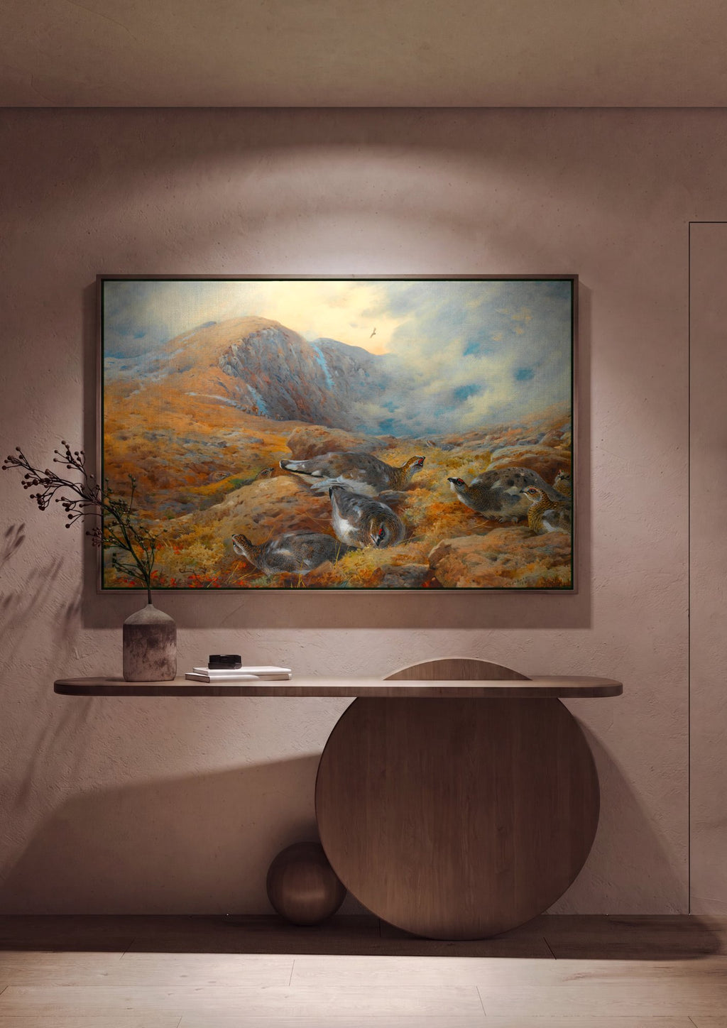 Quadro Decorativo Aves nas Montanhas - Thorburn em ambiente decorado