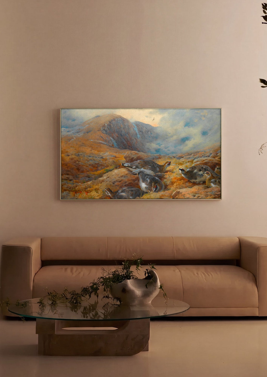 Quadro Decorativo Aves nas Montanhas - Thorburn em ambiente decorado
