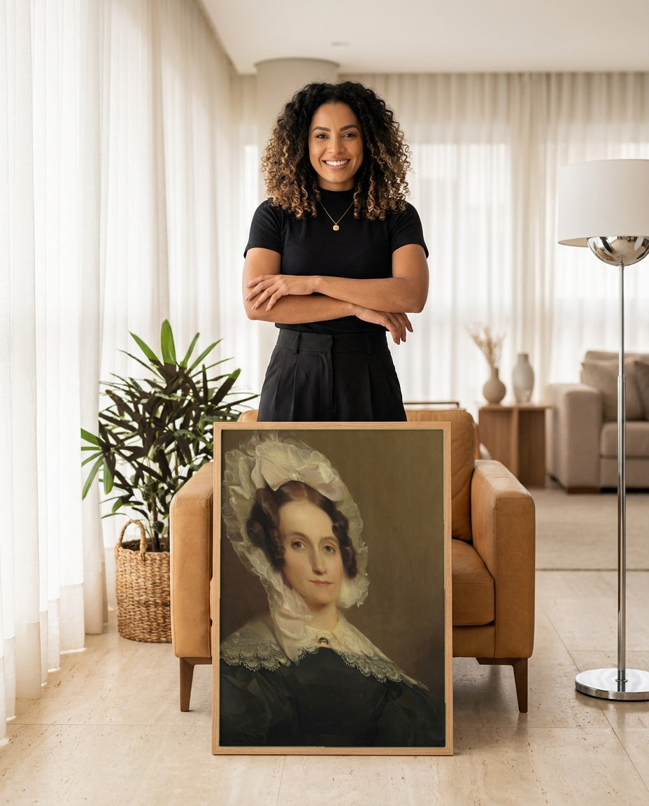 Quadro Decorativo 'Portrait of a Lady' - Thomas Sully com modelo em ambiente