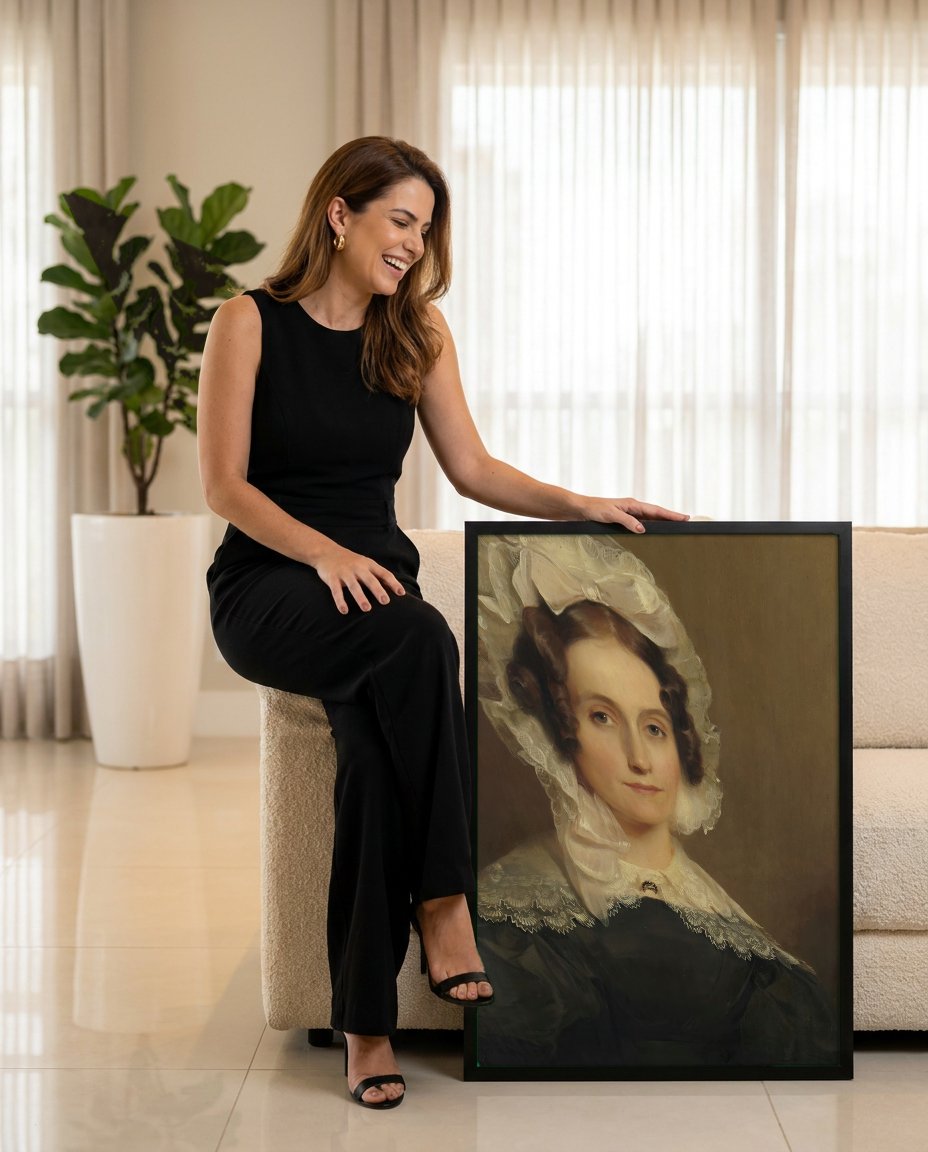 Quadro Decorativo 'Portrait of a Lady' - Thomas Sully com modelo em ambiente