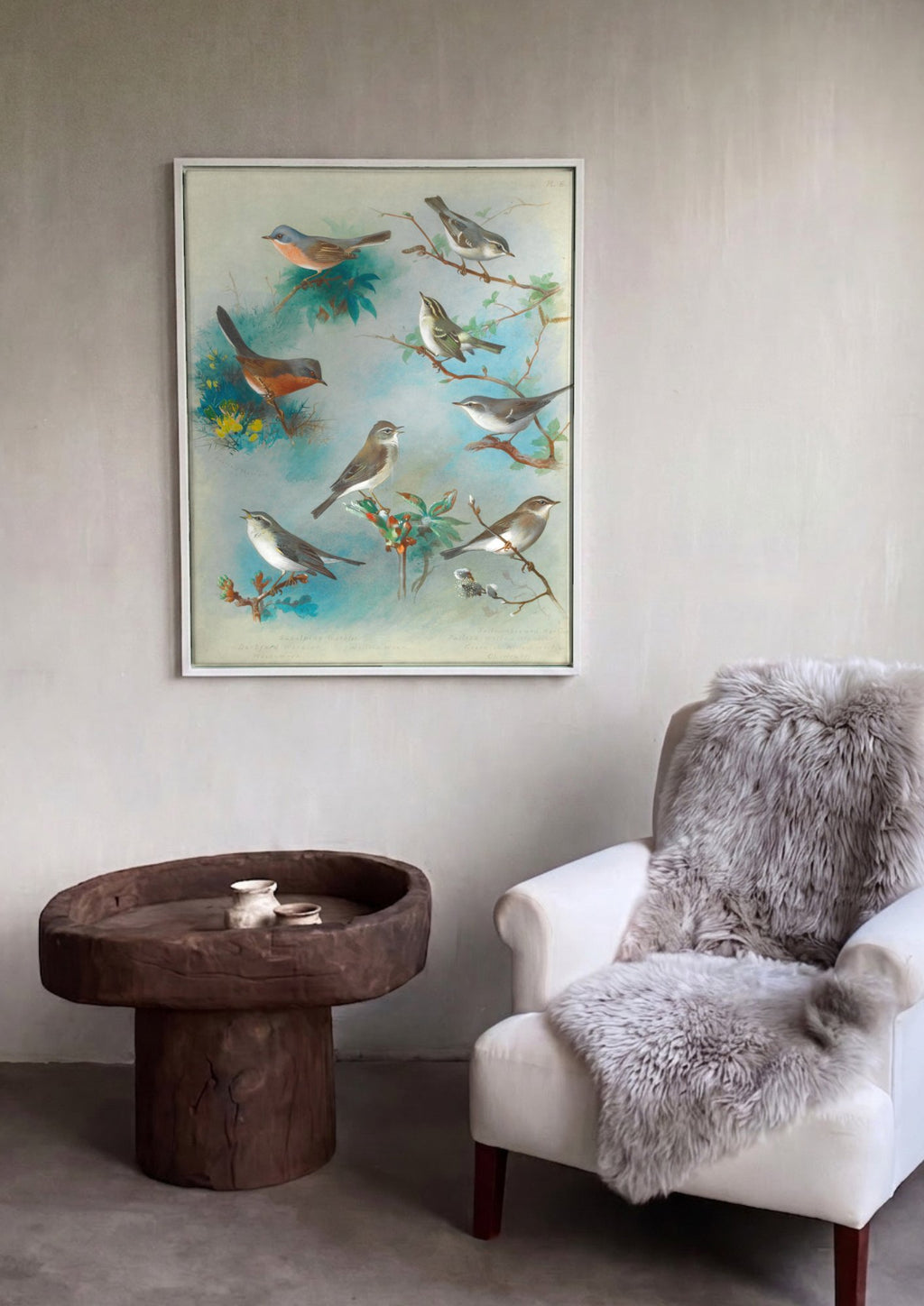 Quadro Decorativo Pássaros Cantantes - Thorburn em ambiente decorado