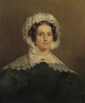 Retrato de uma mulher com gorro de renda branca e vestido escuro, em estilo clássico, atribuído a Thomas Sully.