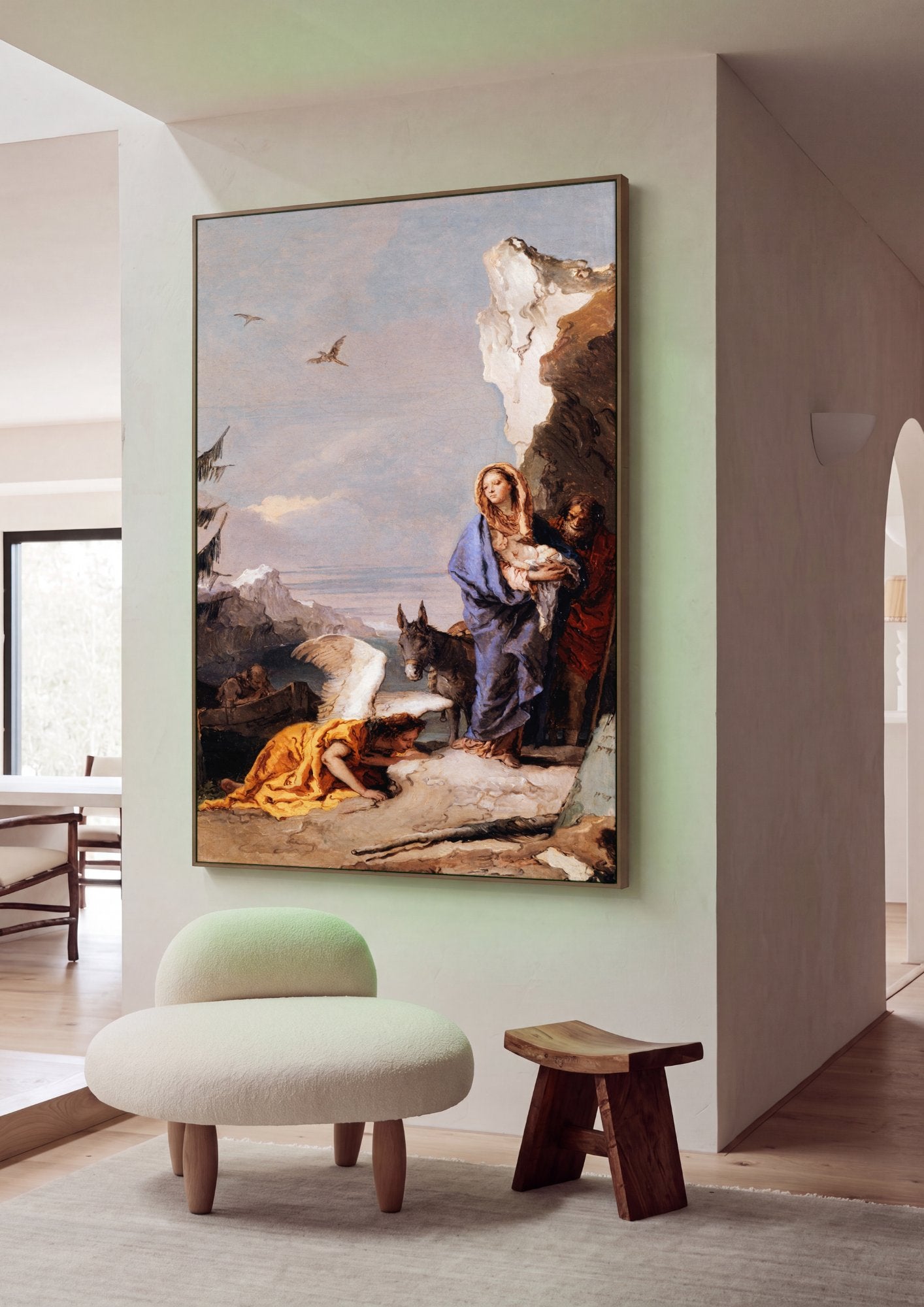 Quadro Decorativo A Fuga para o Egito - Tiepolo em ambiente decorado