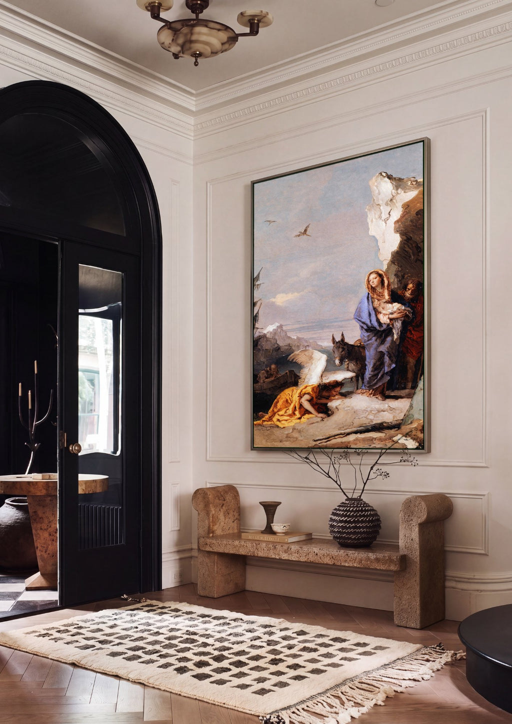 Quadro Decorativo A Fuga para o Egito - Tiepolo em ambiente decorado