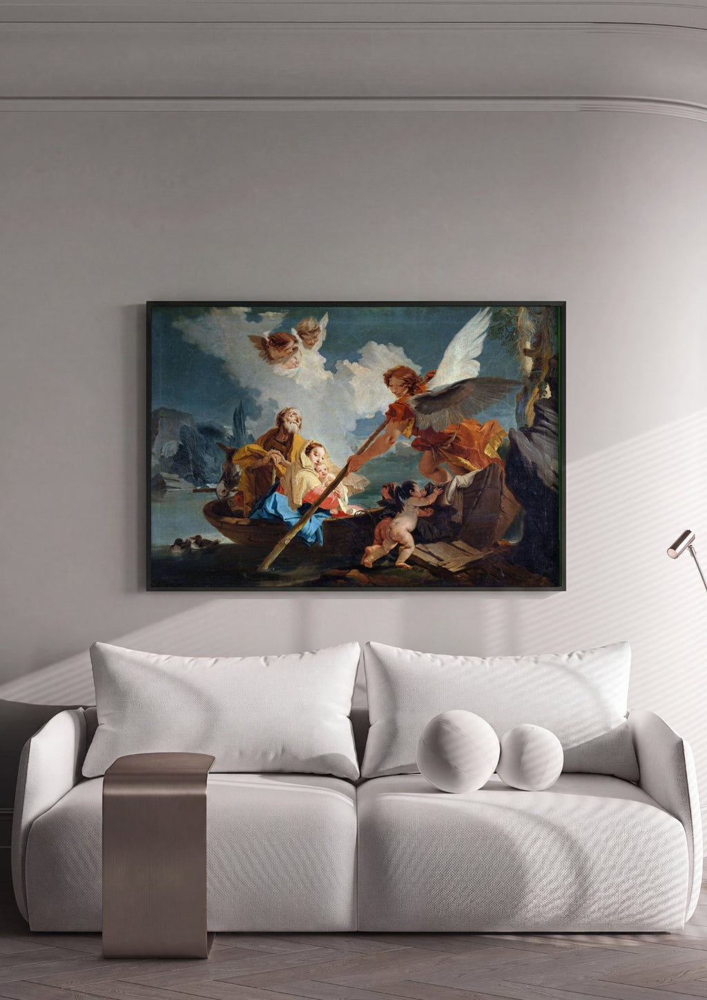 Quadro Decorativo A Fuga para o Egito - Tiepolo em ambiente decorado
