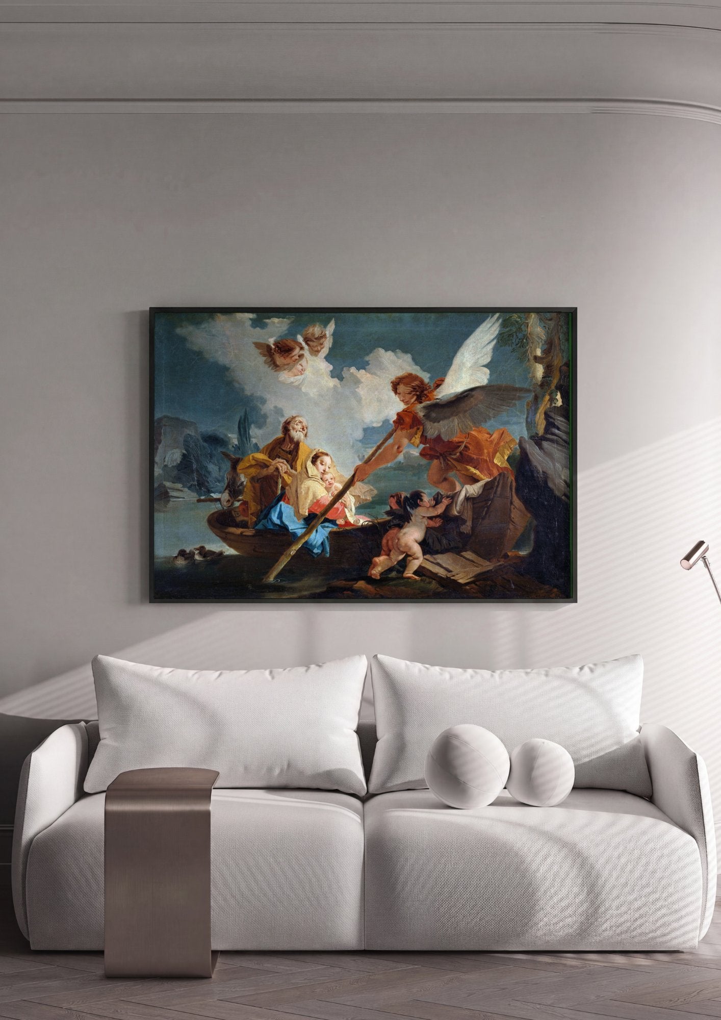Quadro Decorativo A Fuga para o Egito - Tiepolo em ambiente decorado