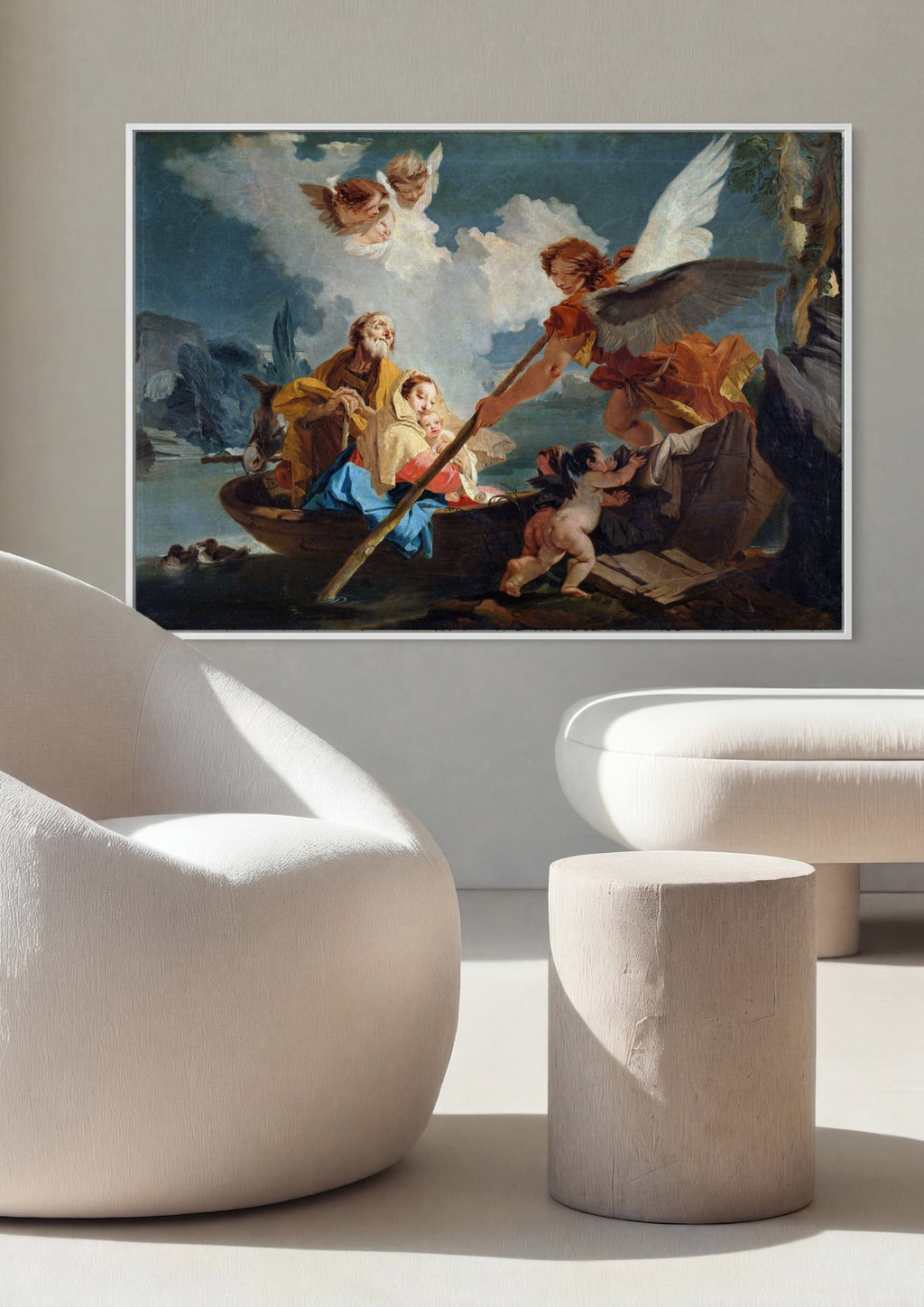 Quadro Decorativo A Fuga para o Egito - Tiepolo em ambiente decorado