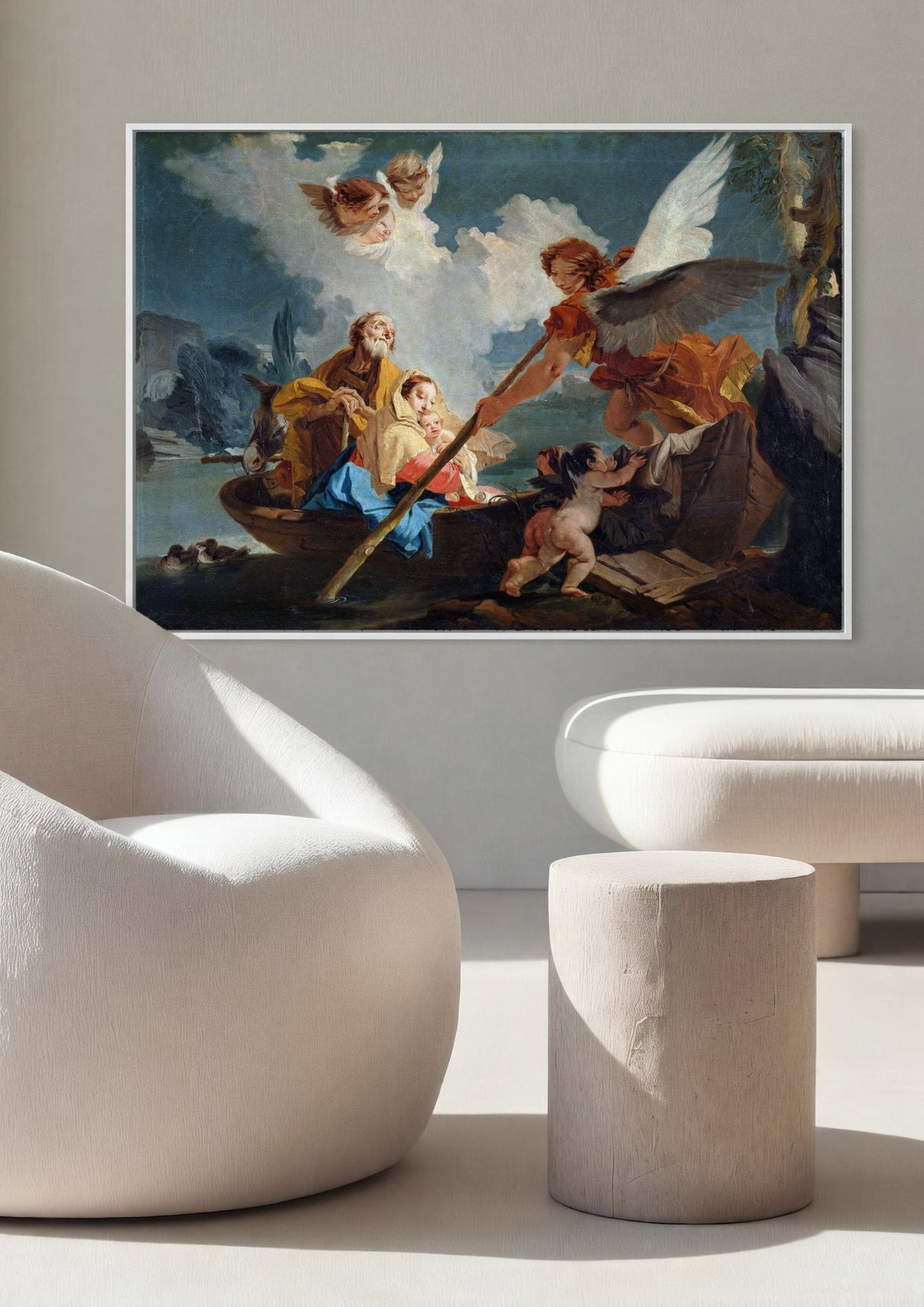 Quadro Decorativo A Fuga para o Egito - Tiepolo em ambiente decorado
