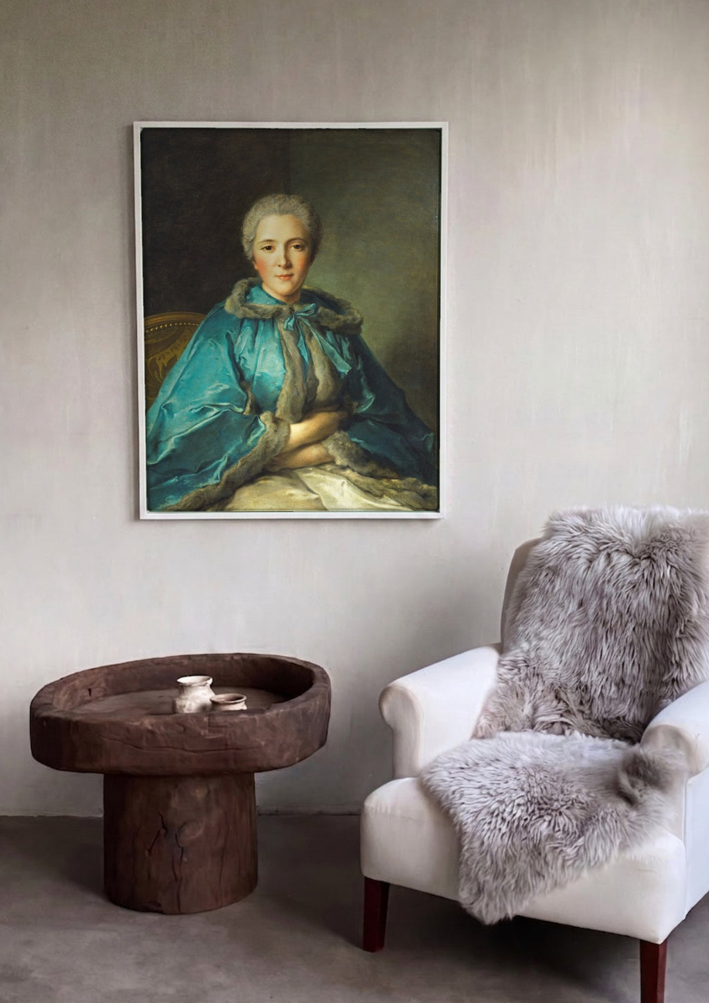 Quadro Decorativo Retrato de Dama - Nattier em ambiente decorado
