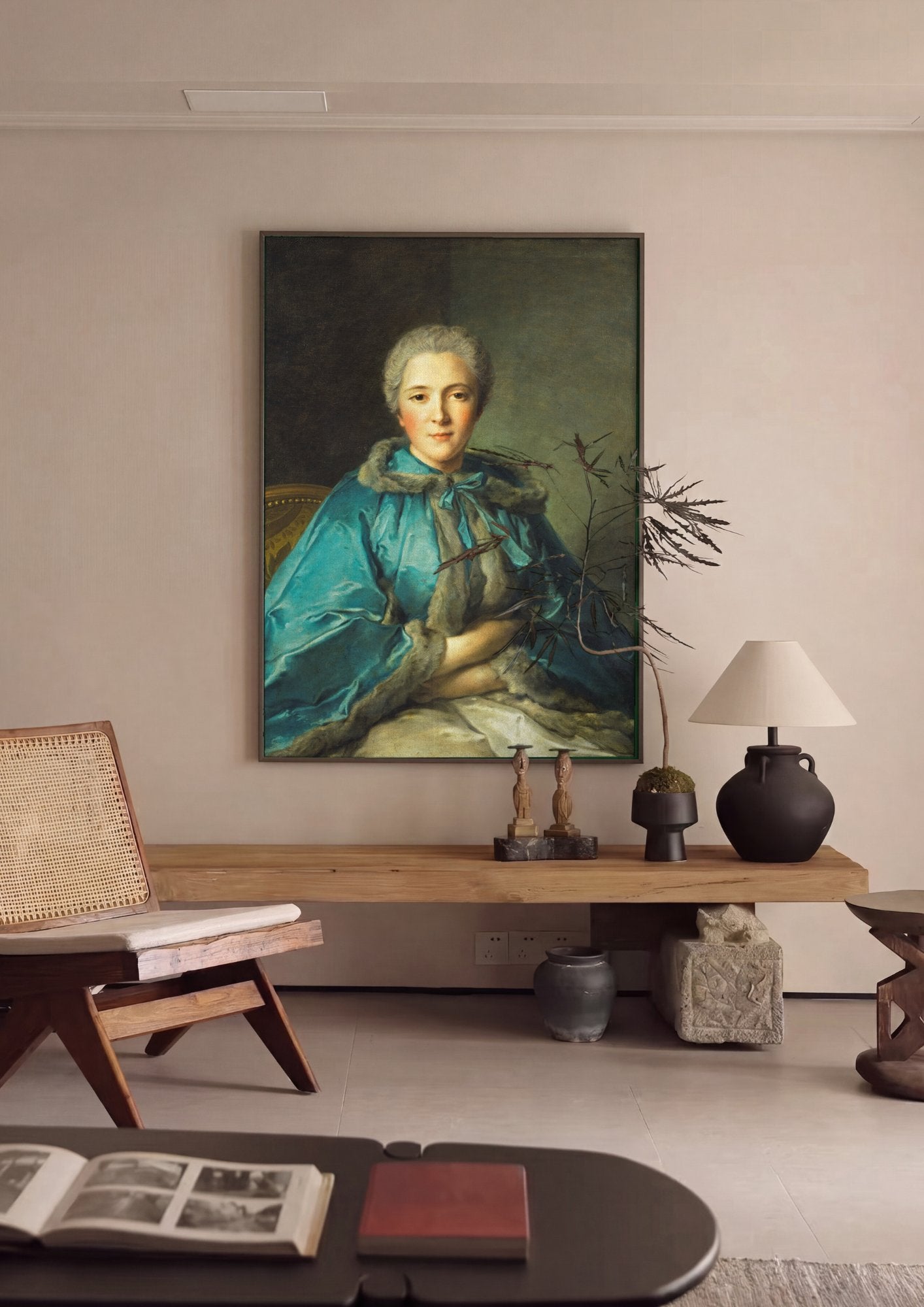 Quadro Decorativo Retrato de Dama - Nattier em ambiente decorado