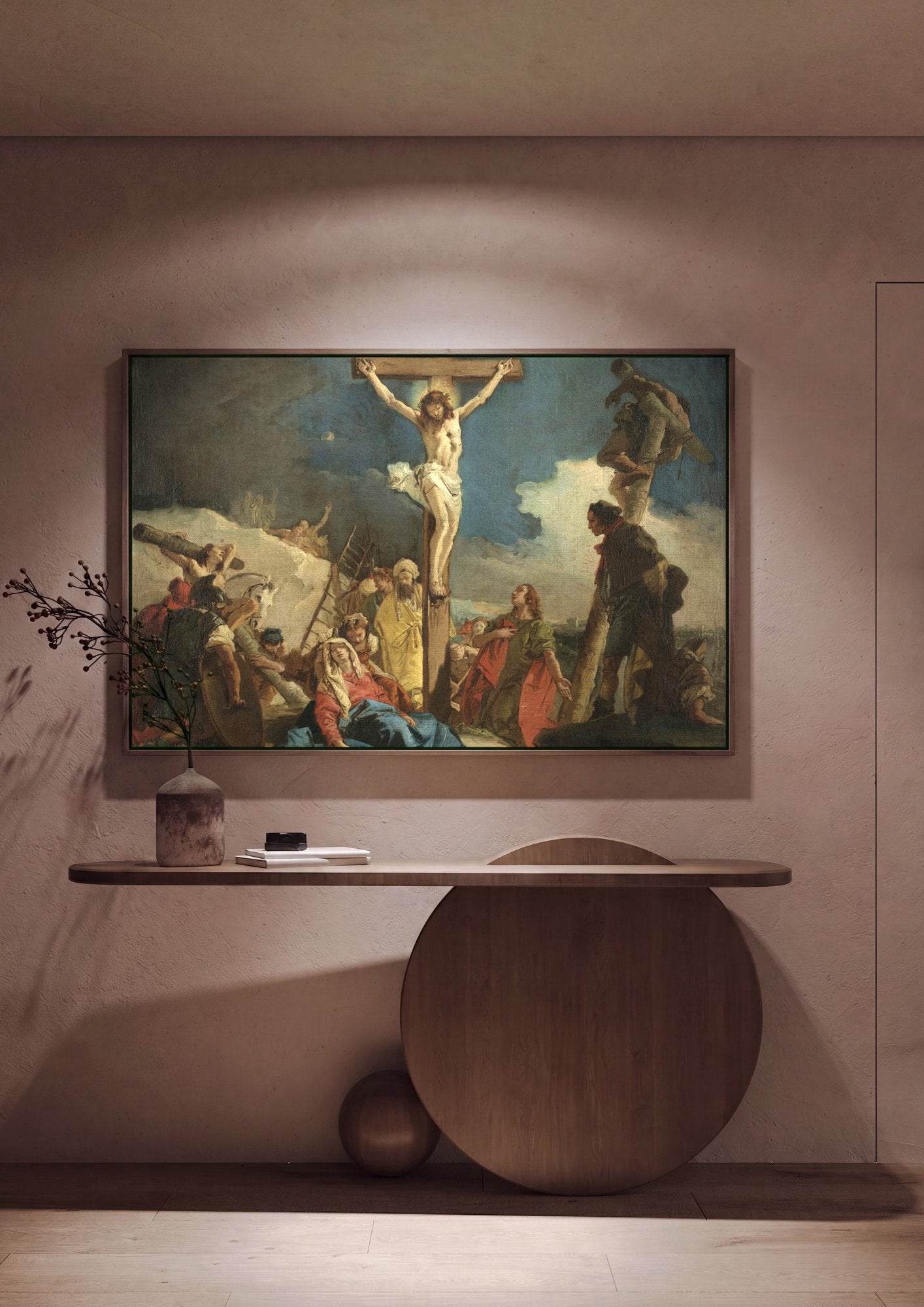 Quadro Decorativo A Crucificação - G. D. Tiepolo em ambiente decorado