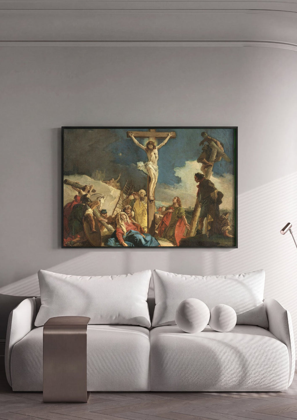 Quadro Decorativo A Crucificação - G. D. Tiepolo em ambiente decorado