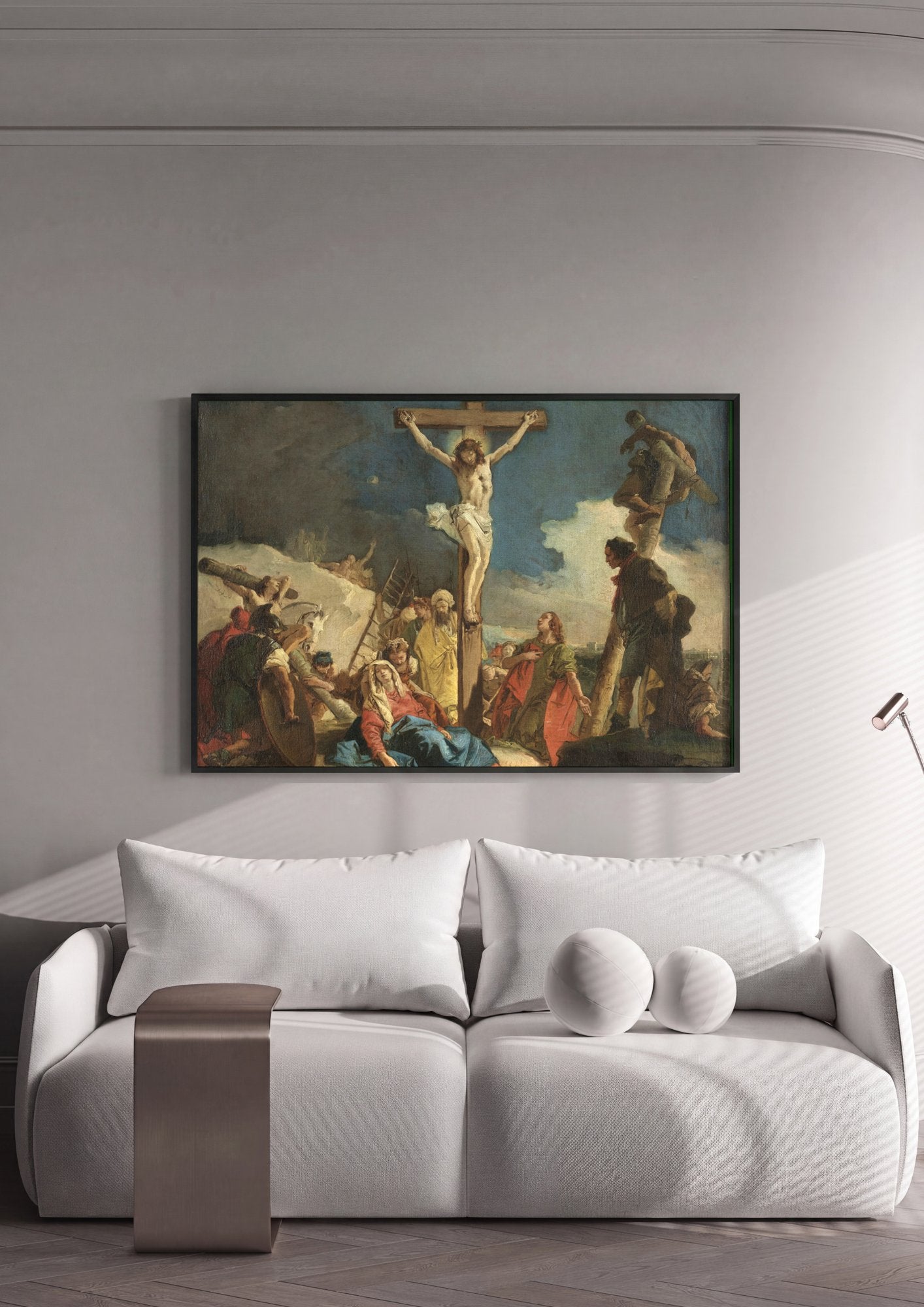 Quadro Decorativo A Crucificação - G. D. Tiepolo em ambiente decorado