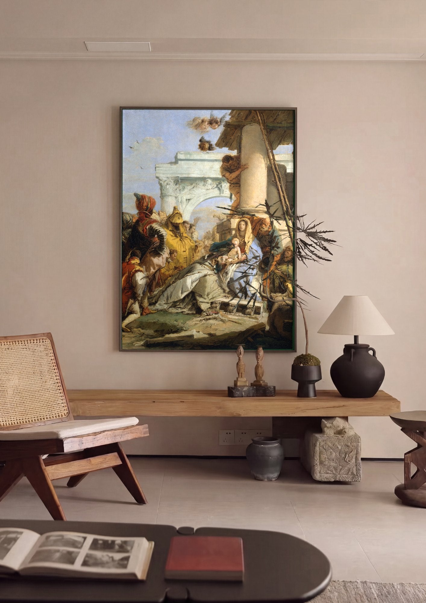 Quadro Decorativo Adoração dos Magos - Tiepolo em ambiente decorado