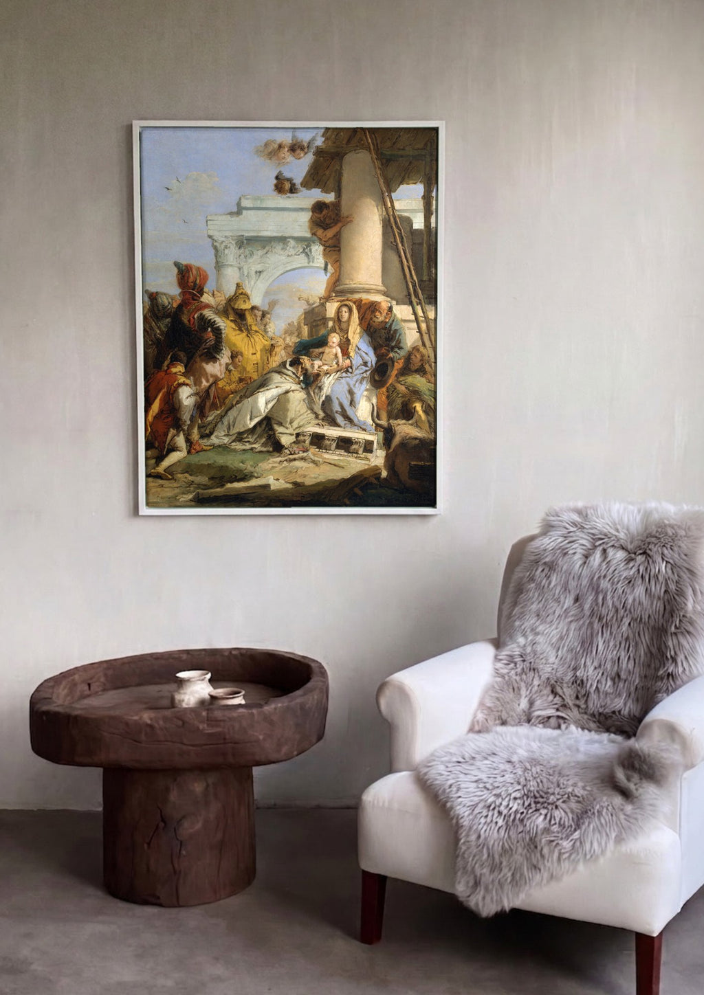Quadro Decorativo Adoração dos Magos - Tiepolo em ambiente decorado
