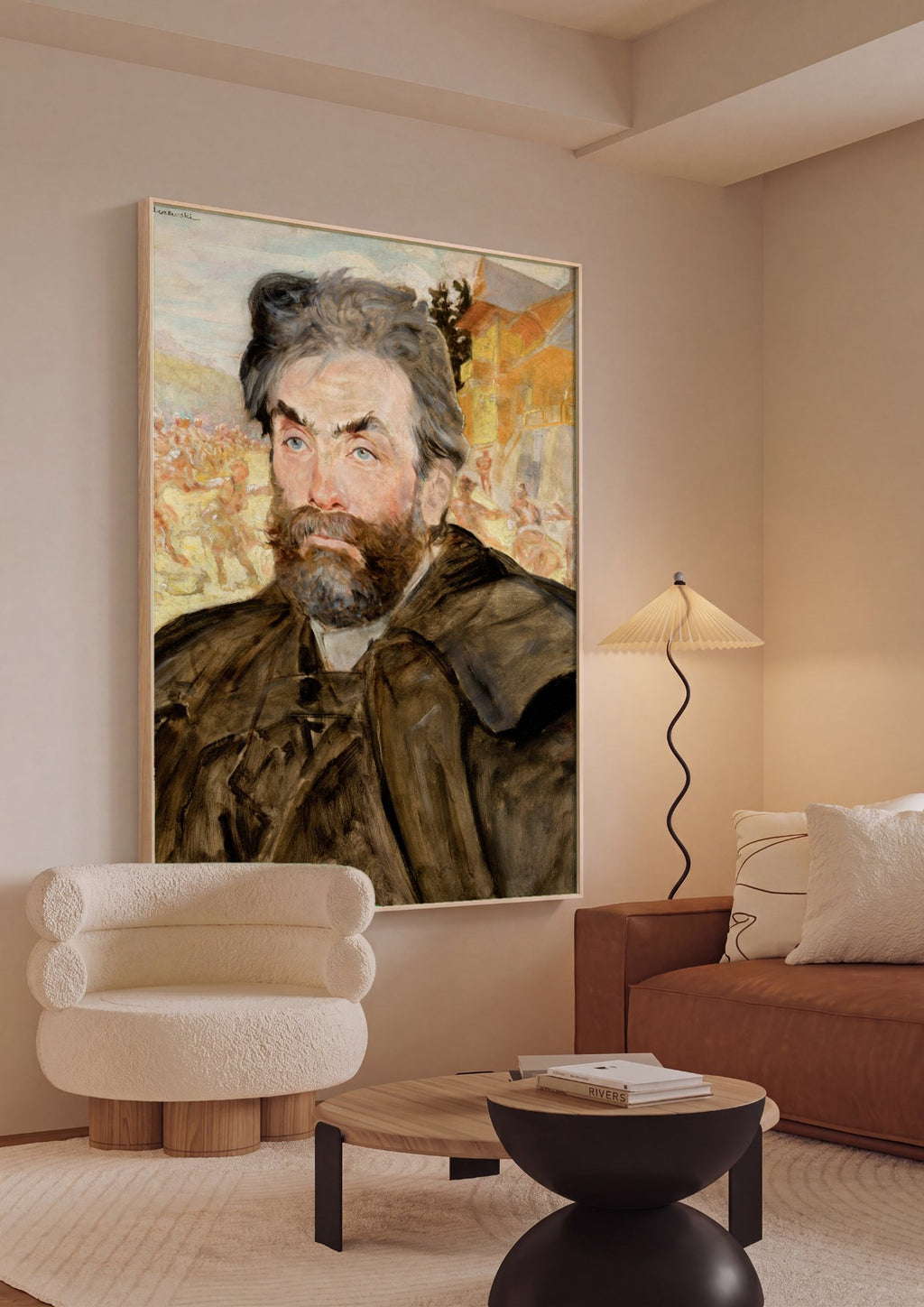 Quadro Decorativo Autorretrato com Sátiros - Jacek Malczewski em ambiente decorado