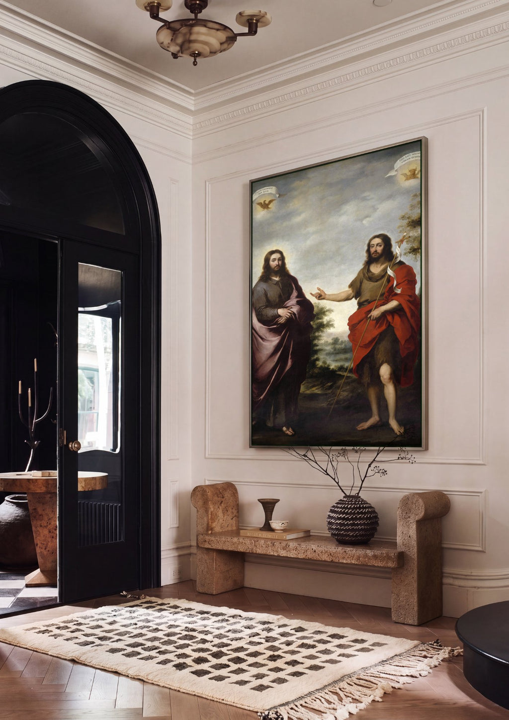 Quadro Decorativo Jesus e São João Batista - Murillo em ambiente decorado