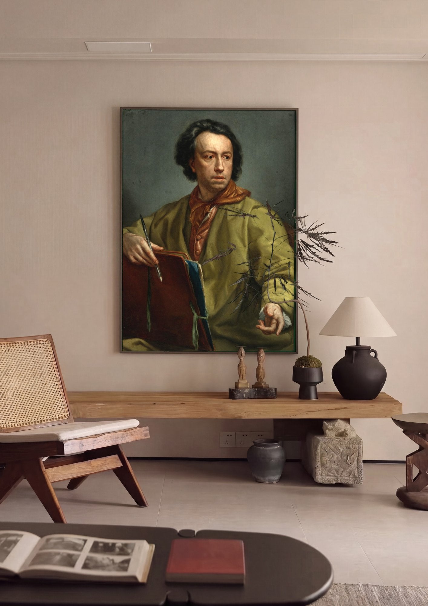 Quadro Decorativo Retrato de Jovem Artista - Anton Raphael Mengs em ambiente decorado