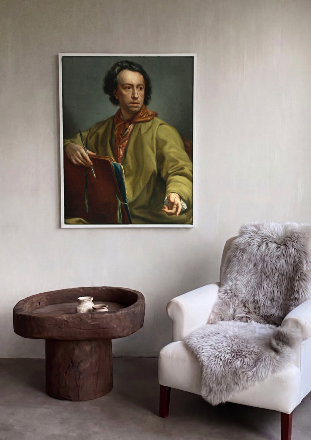 Quadro Decorativo Retrato de Jovem Artista - Anton Raphael Mengs em ambiente decorado