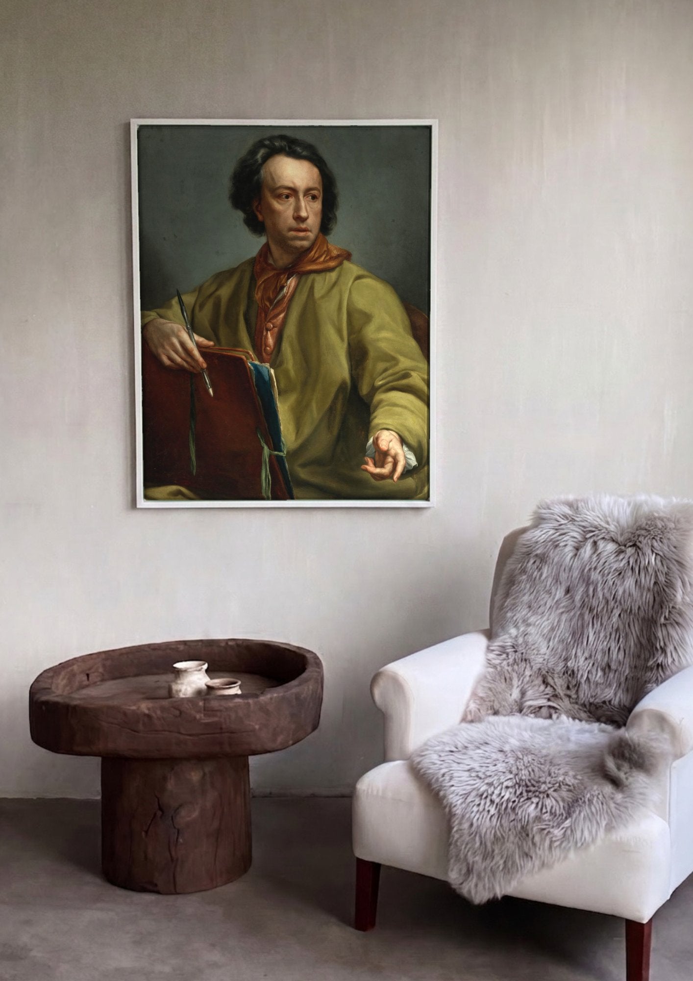 Quadro Decorativo Retrato de Jovem Artista - Anton Raphael Mengs em ambiente decorado