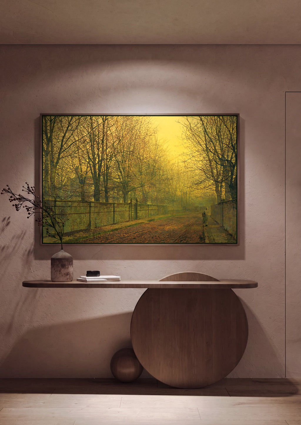 Quadro Decorativo Caminho Outonal - J. Atkinson Grimshaw em ambiente decorado