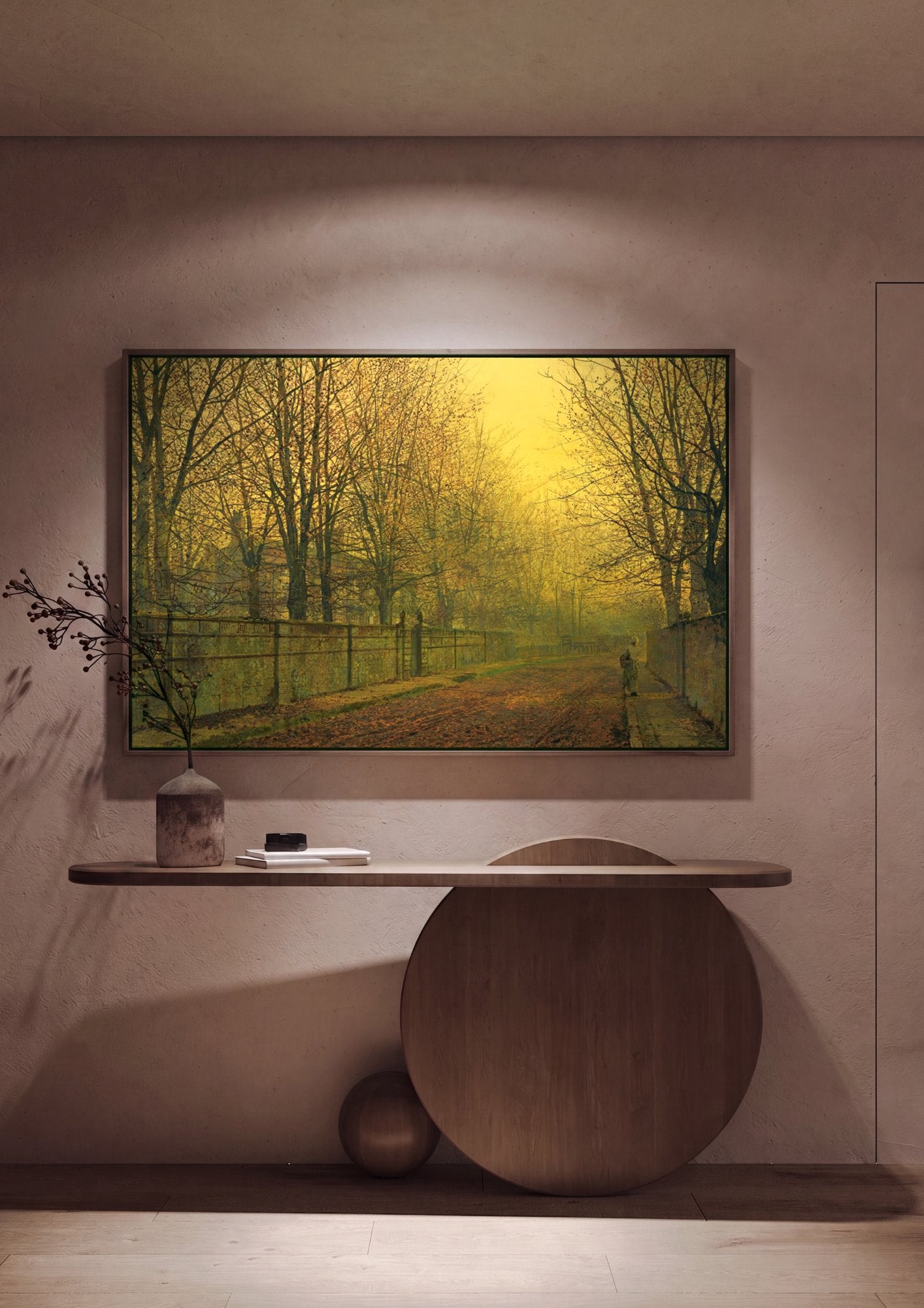 Quadro Decorativo Caminho Outonal - J. Atkinson Grimshaw em ambiente decorado