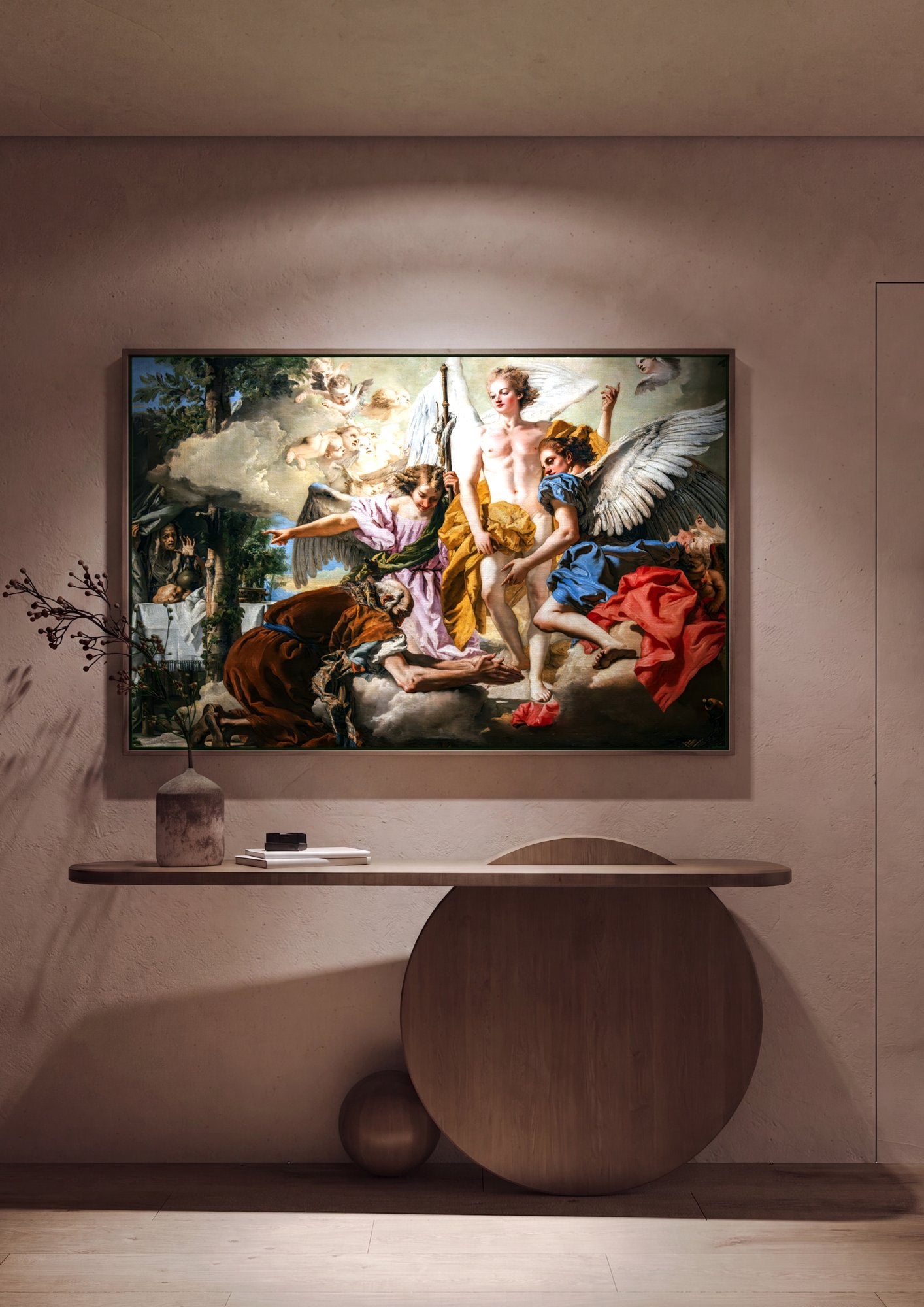 Quadro Decorativo A Chegada do Anjo a Tobias - G.D. Tiepolo em ambiente decorado