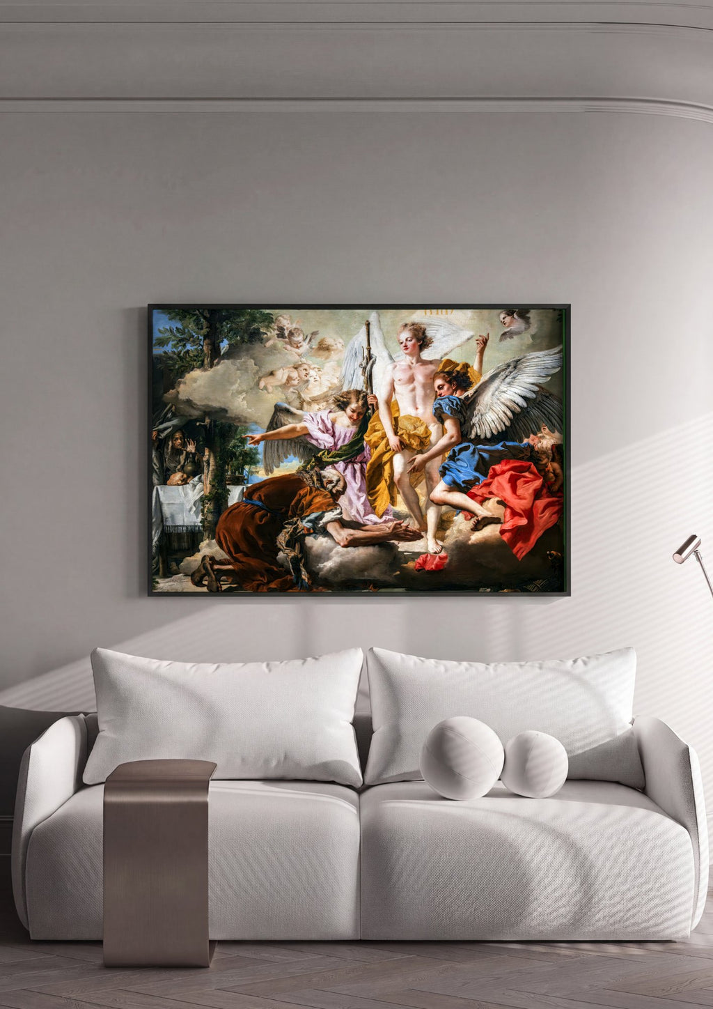Quadro Decorativo A Chegada do Anjo a Tobias - G.D. Tiepolo em ambiente decorado