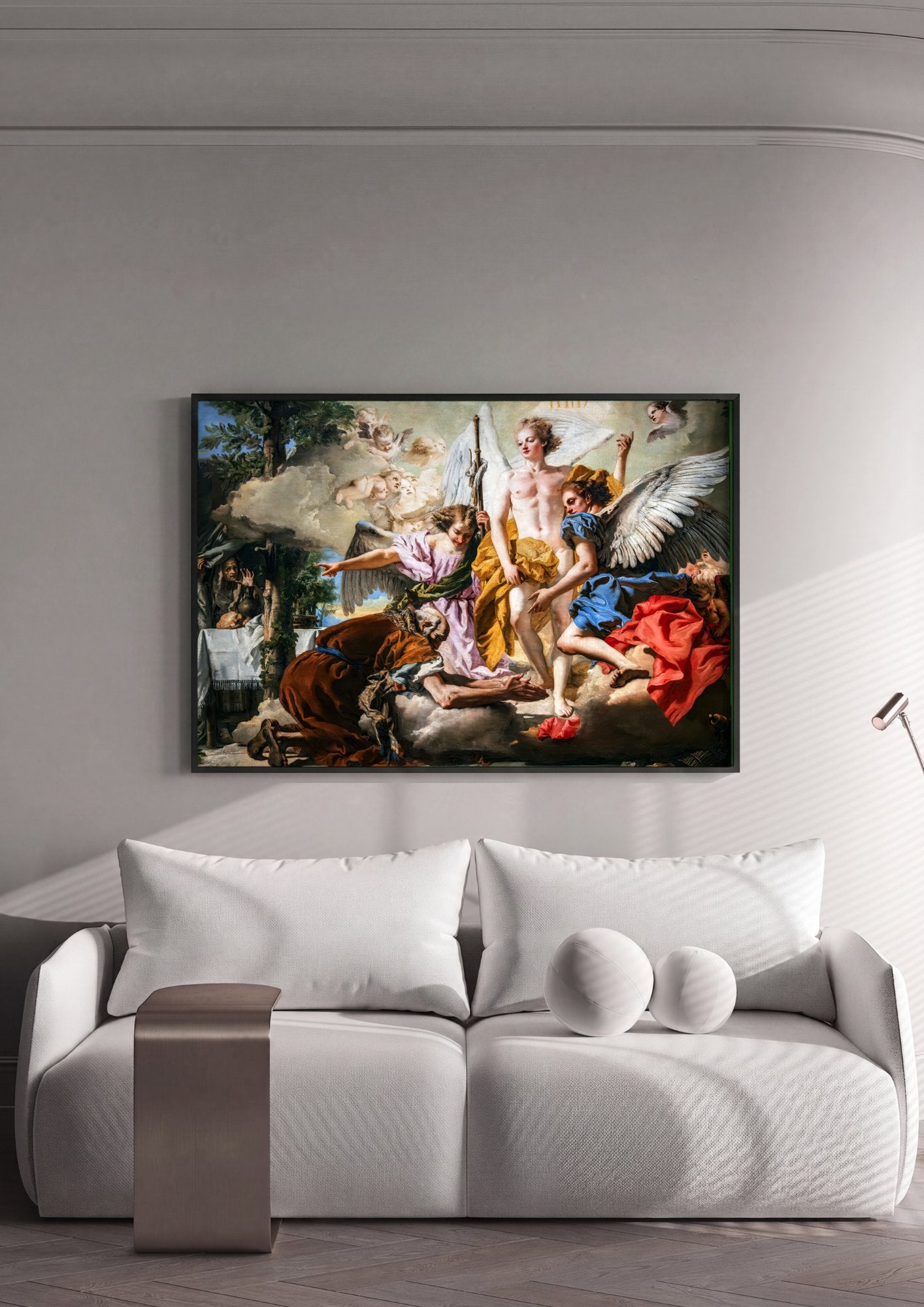 Quadro Decorativo A Chegada do Anjo a Tobias - G.D. Tiepolo em ambiente decorado