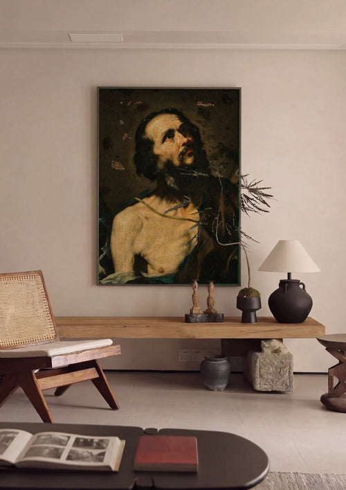 Quadro Decorativo 'O Êxtase de São Bartolomeu' - Jusepe de Ribera em ambiente decorado