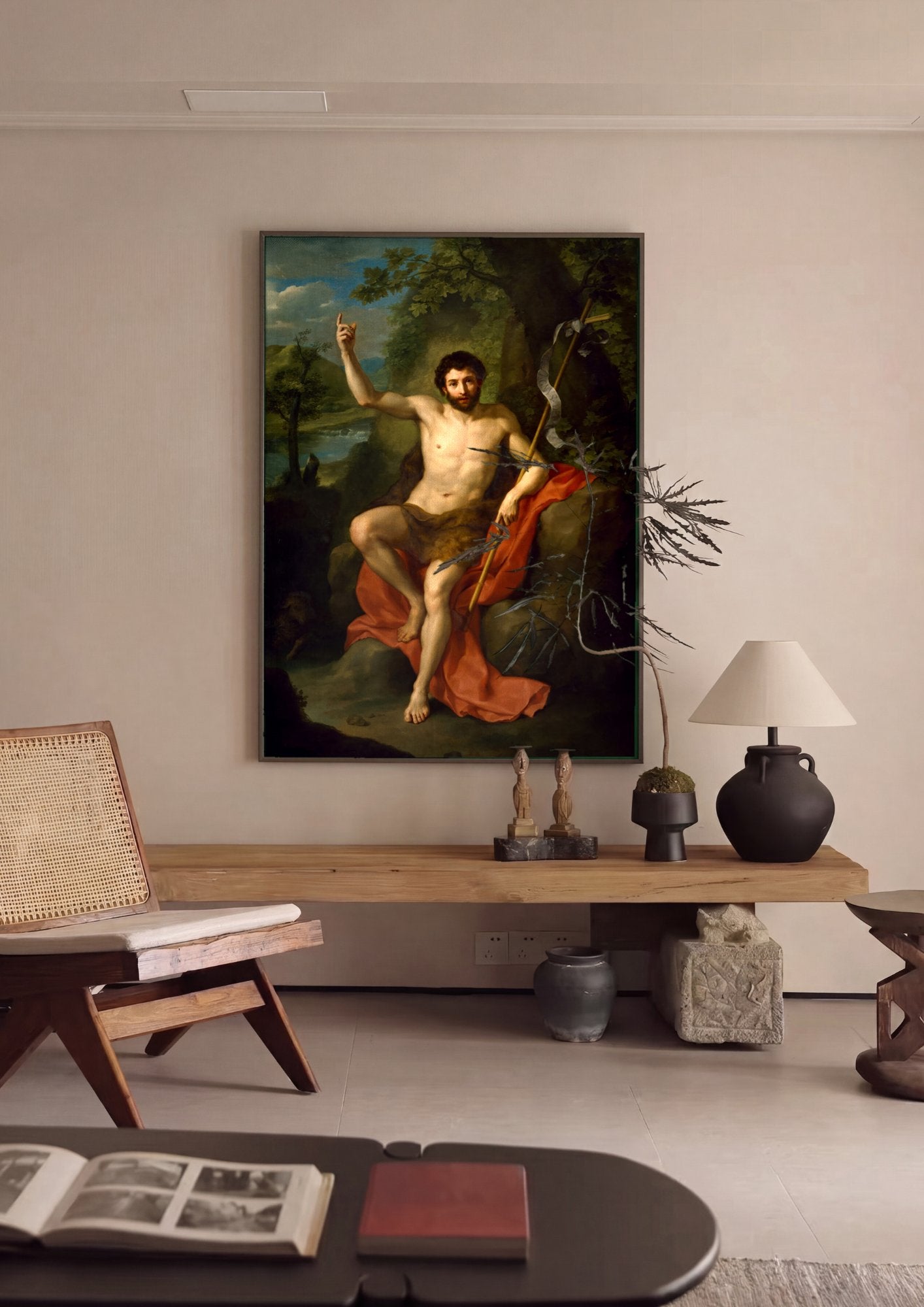 Quadro Decorativo São João Batista - Anton Raphael Mengs em ambiente decorado