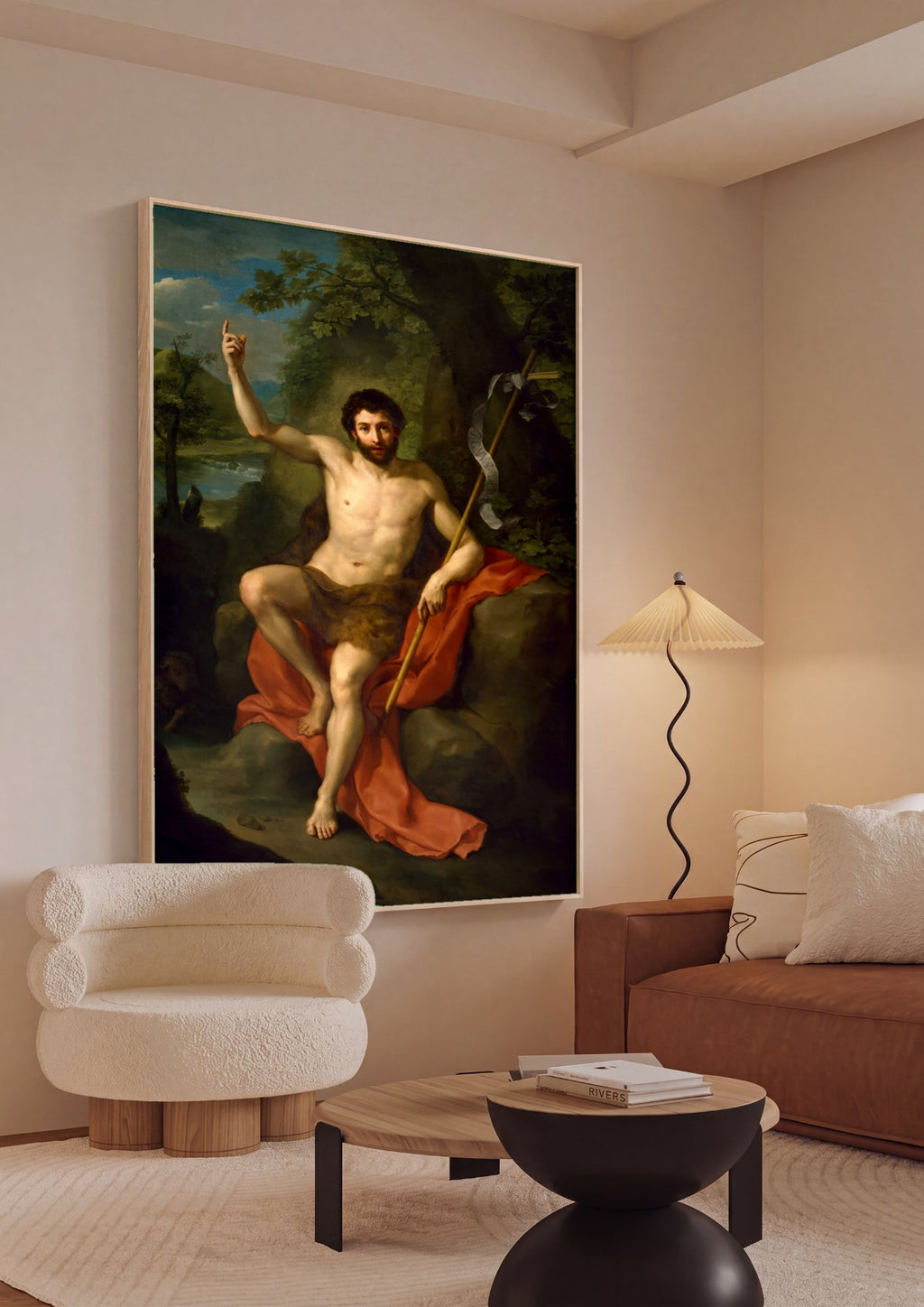 Quadro Decorativo São João Batista - Anton Raphael Mengs em ambiente decorado