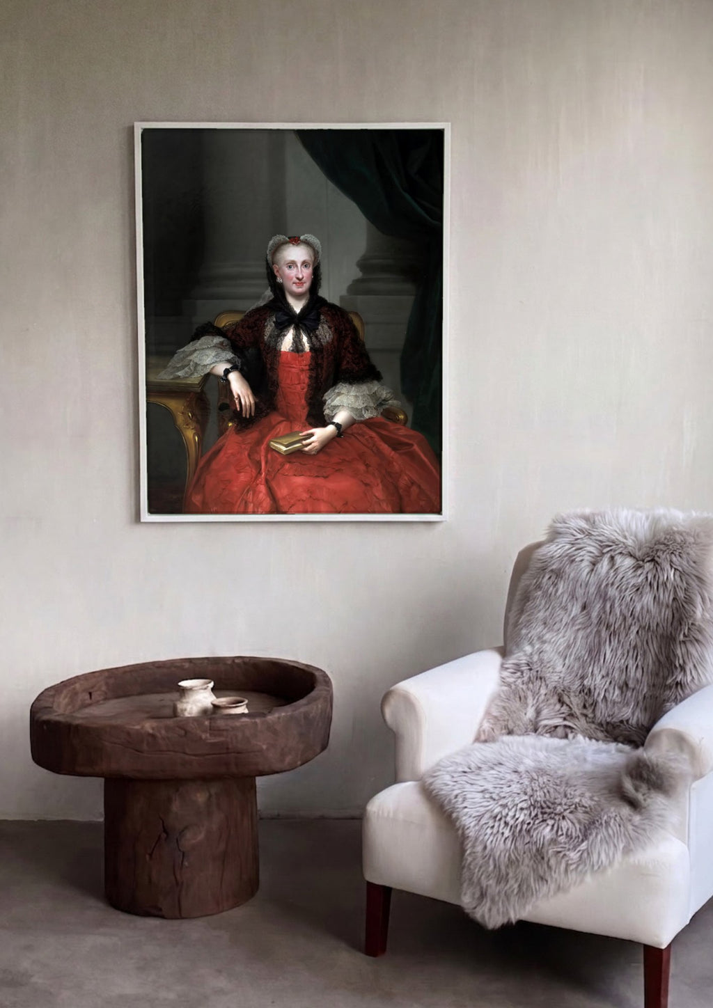 Quadro Decorativo Retrato de Dama - Anton Raphael Mengs em ambiente decorado