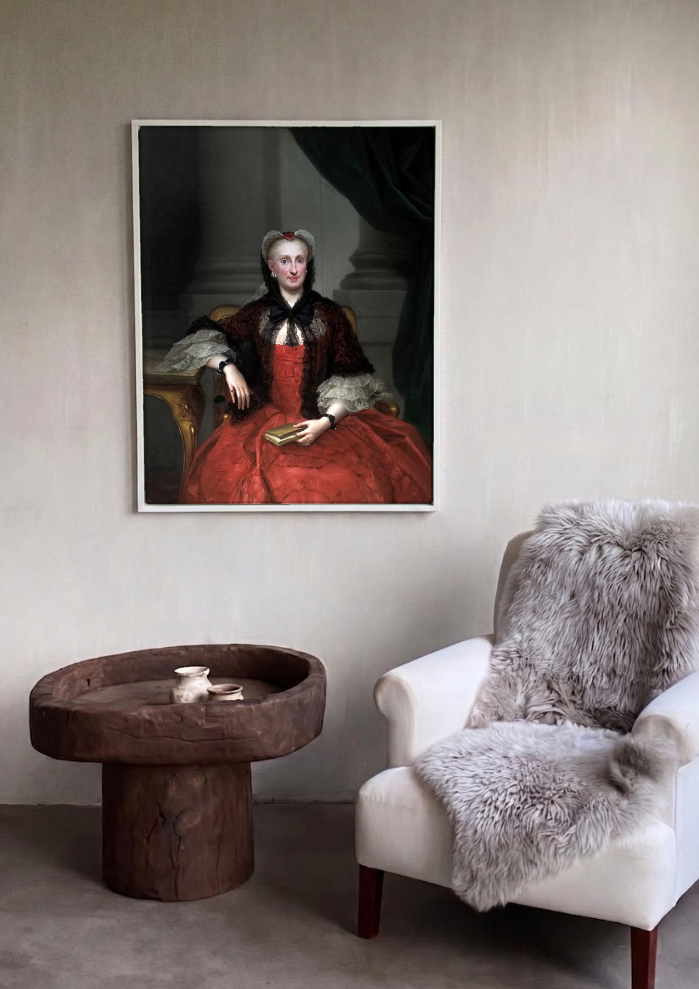 Quadro Decorativo Retrato de Dama - Anton Raphael Mengs em ambiente decorado