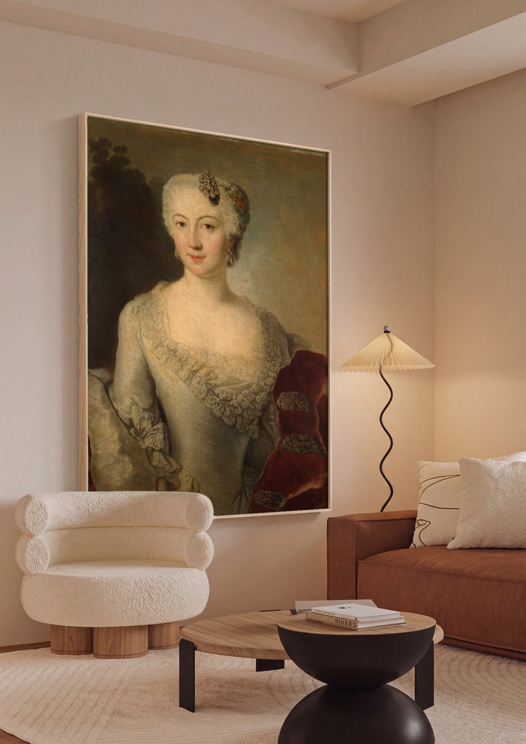 Quadro Decorativo Retrato de Dama - Anton Raphael Mengs em ambiente decorado