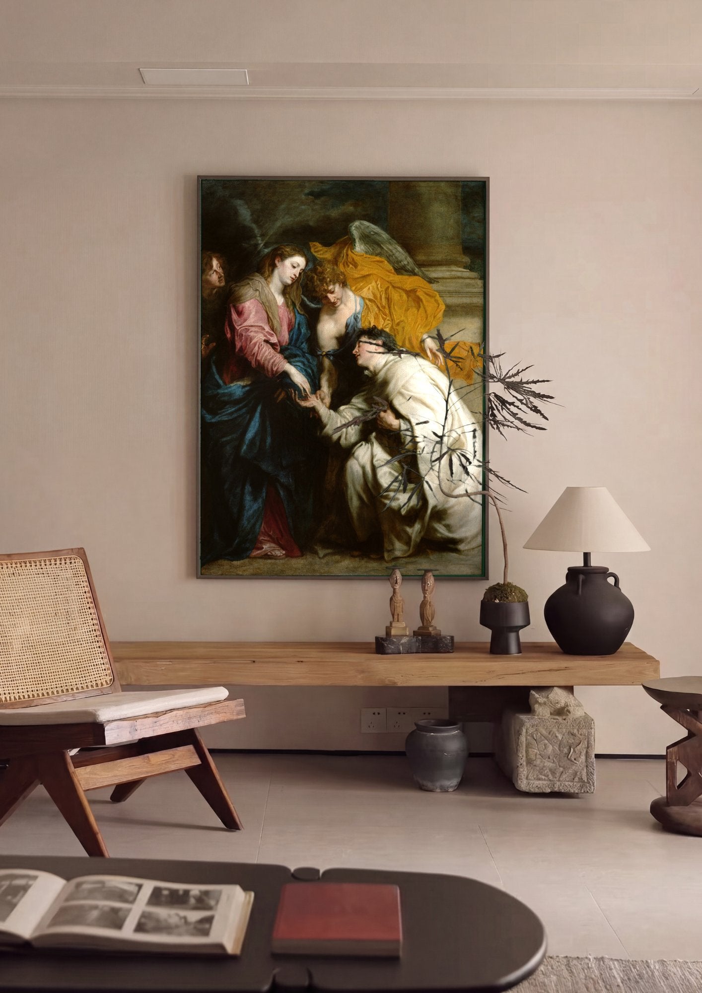 Quadro Decorativo A Visão de Santo Antônio de Pádua - Van Dyck em ambiente decorado
