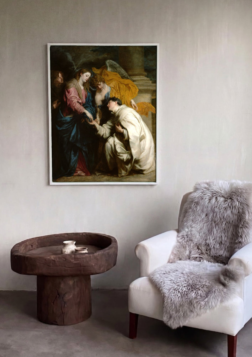 Quadro Decorativo A Visão de Santo Antônio de Pádua - Van Dyck em ambiente decorado