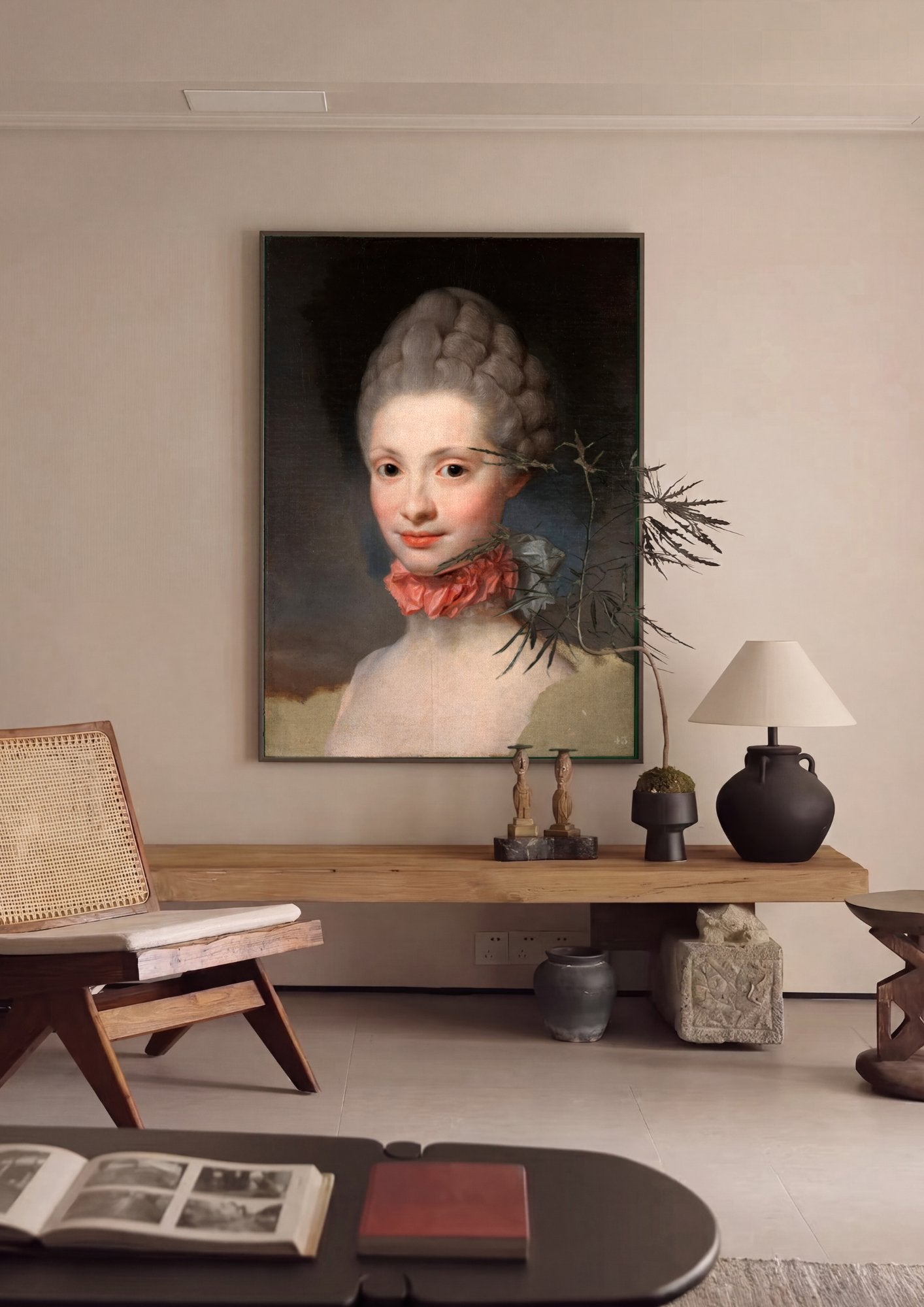 Quadro Decorativo Retrato de Dama - Anton Raphael Mengs em ambiente decorado
