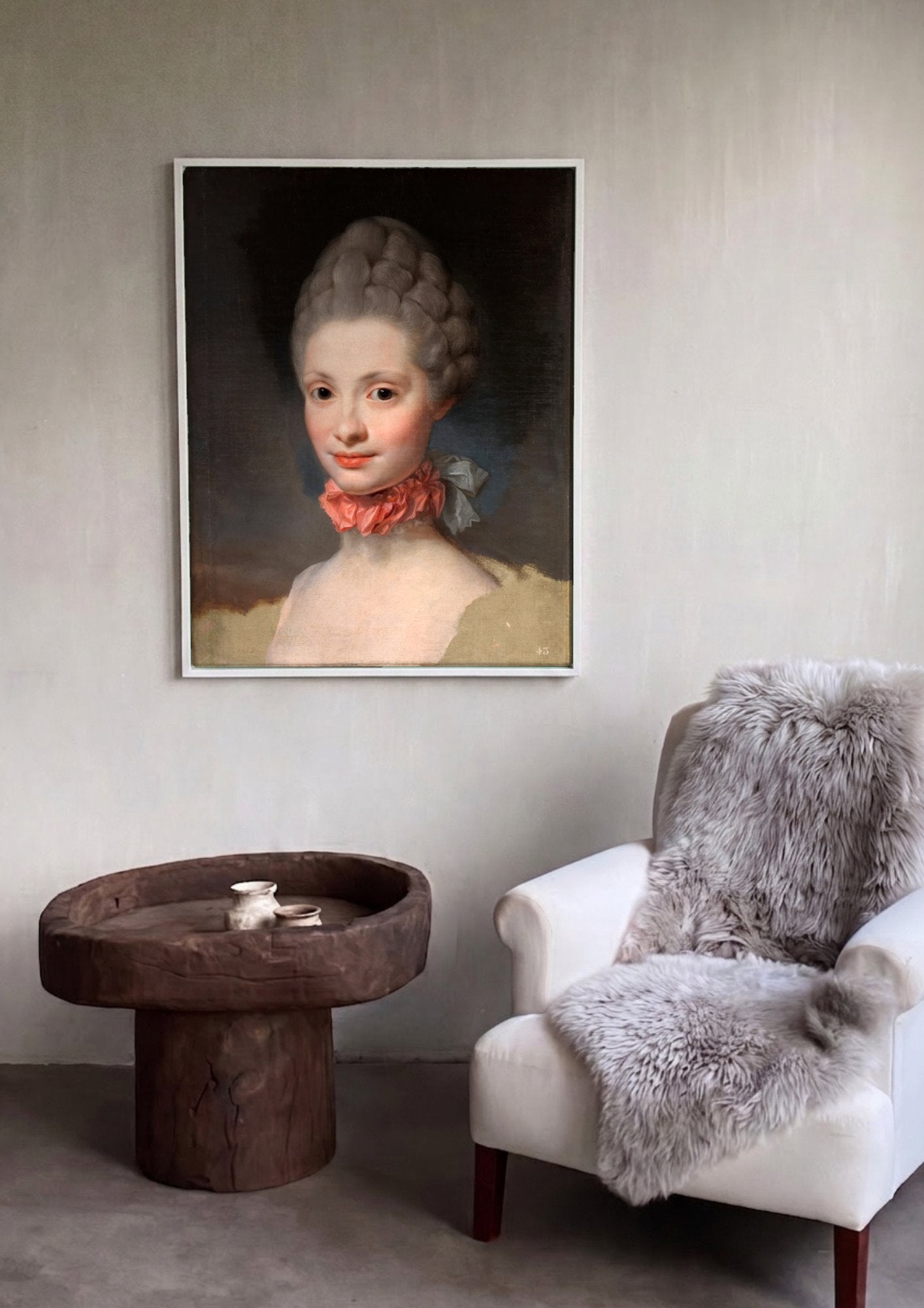 Quadro Decorativo Retrato de Dama - Anton Raphael Mengs em ambiente decorado