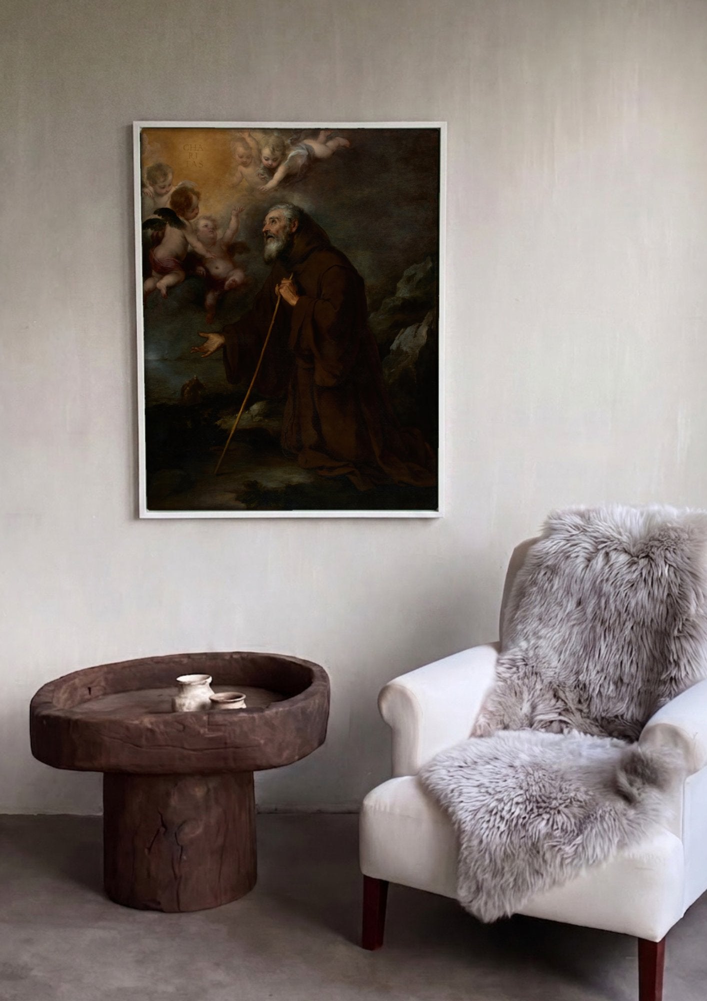 Quadro Decorativo A Visão de Santo Antônio de Pádua - Murillo em ambiente decorado