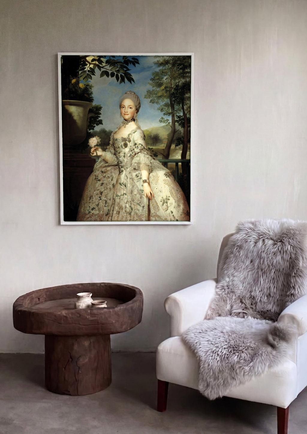 Quadro Decorativo Retrato de Dama – Anton Raphael Mengs em ambiente decorado