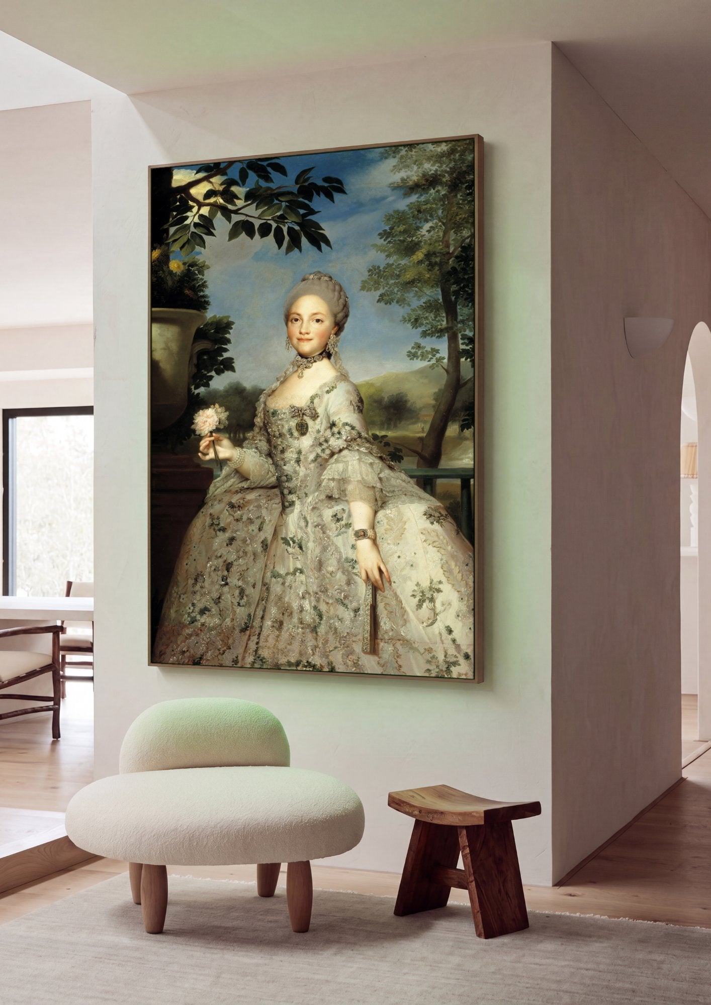 Quadro Decorativo Retrato de Dama – Anton Raphael Mengs em ambiente decorado