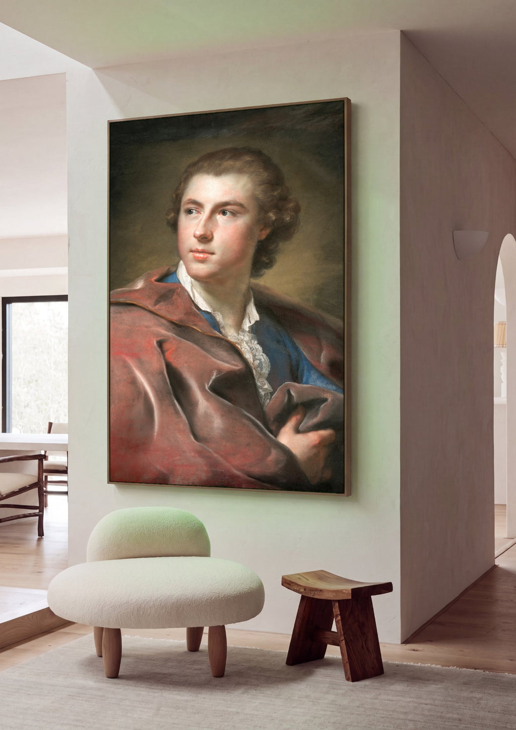 Quadro Decorativo Retrato de Jovem - Anton Raphael Mengs em ambiente decorado