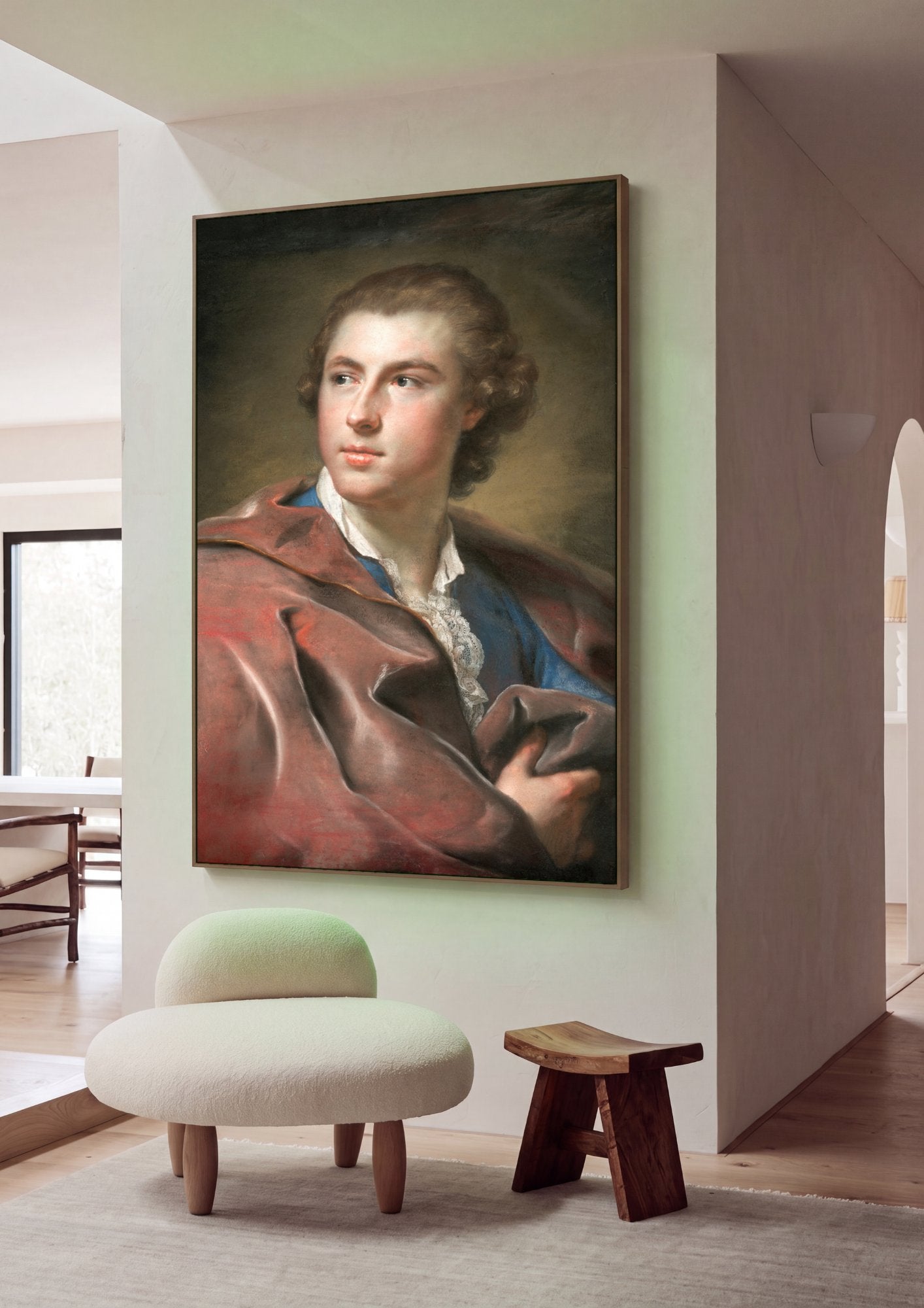 Quadro Decorativo Retrato de Jovem - Anton Raphael Mengs em ambiente decorado
