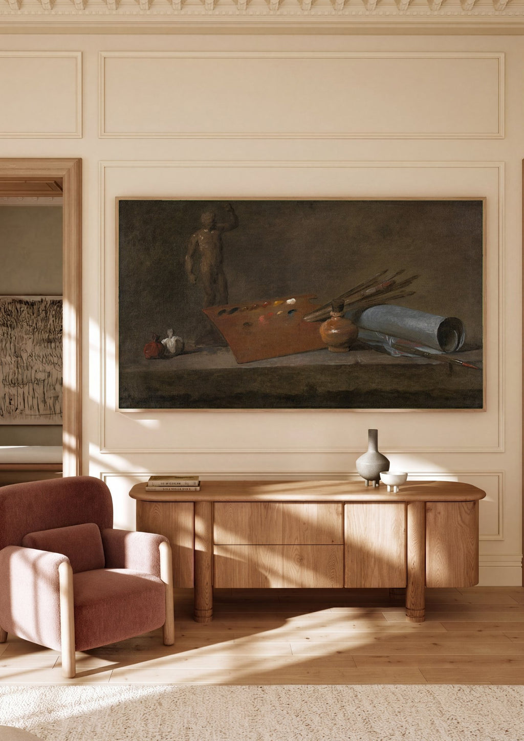 Quadro Decorativo A Atributos do Pintor - Jean Siméon Chardin em ambiente decorado