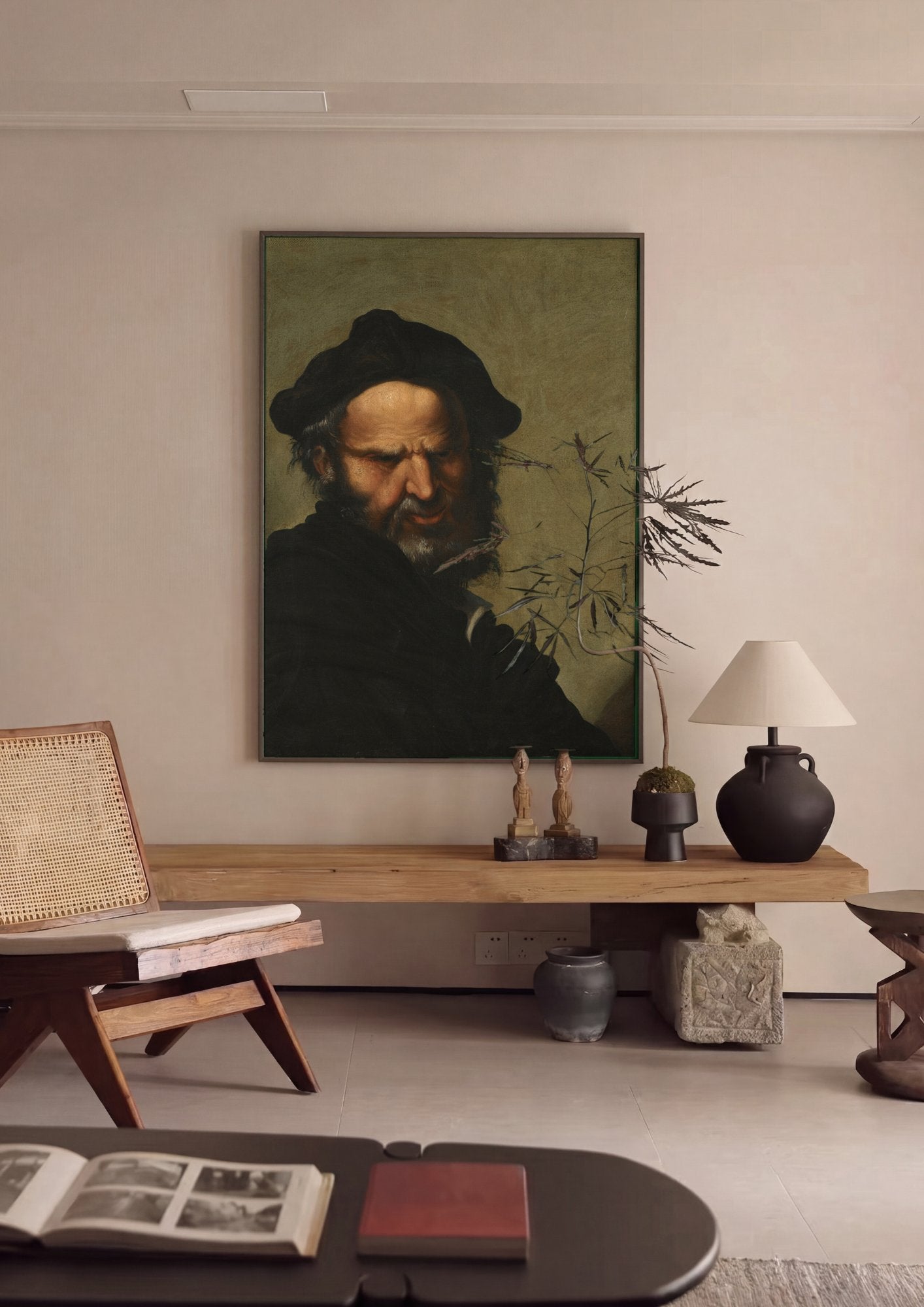 Quadro Decorativo Homem Barbudo - Salvator Rosa em ambiente decorado