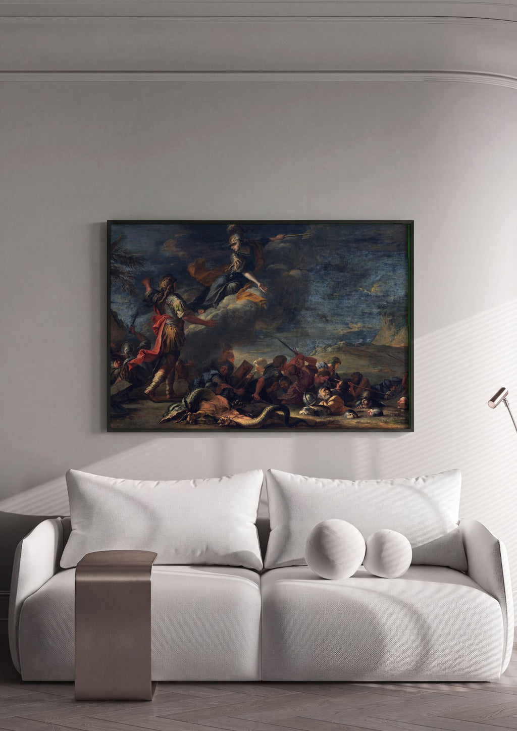 Quadro Decorativo A Minerva de Salvator Rosa em ambiente decorado