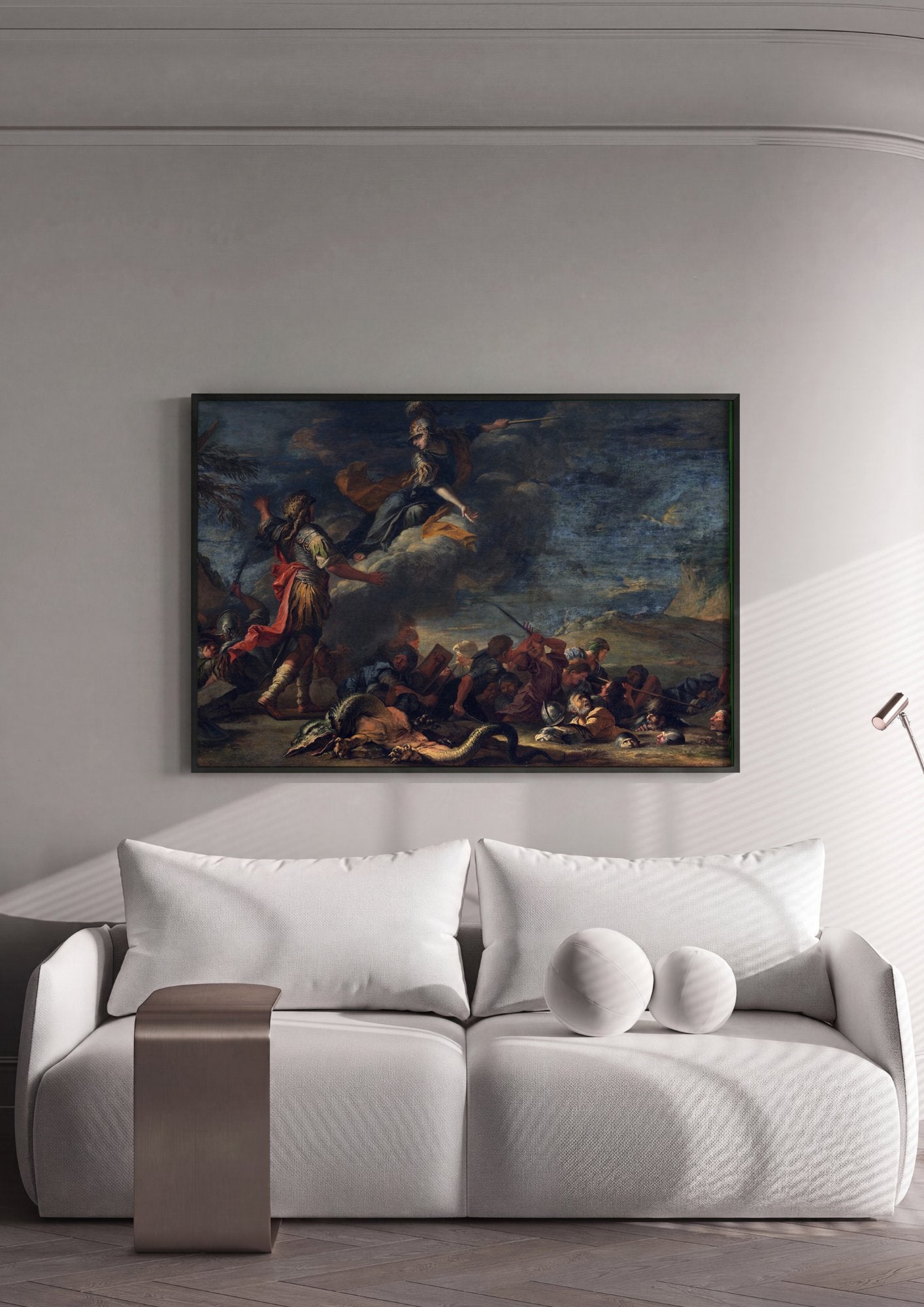 Quadro Decorativo A Minerva de Salvator Rosa em ambiente decorado