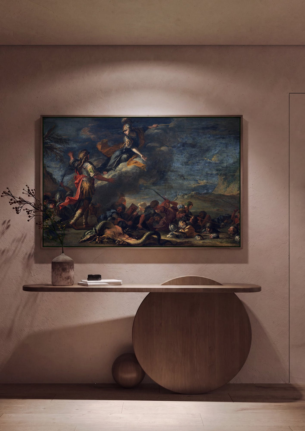 Quadro Decorativo A Minerva de Salvator Rosa em ambiente decorado